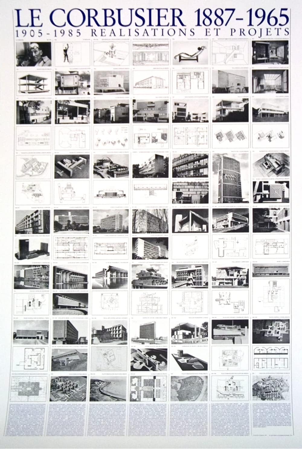 Le Corbusier Realisations Et Projets 39.25 x 27.5 Poster 2017 Modernism Black & White