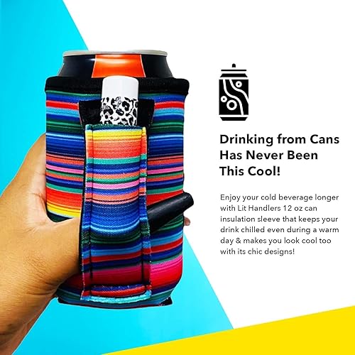 Miniatura 4 de Lit Handlers Soda Can Handle  Mangas enfriadoras de latas de 12 onzas material de neopreno para cerveza, refrescos y otras bebidas  Aislador de