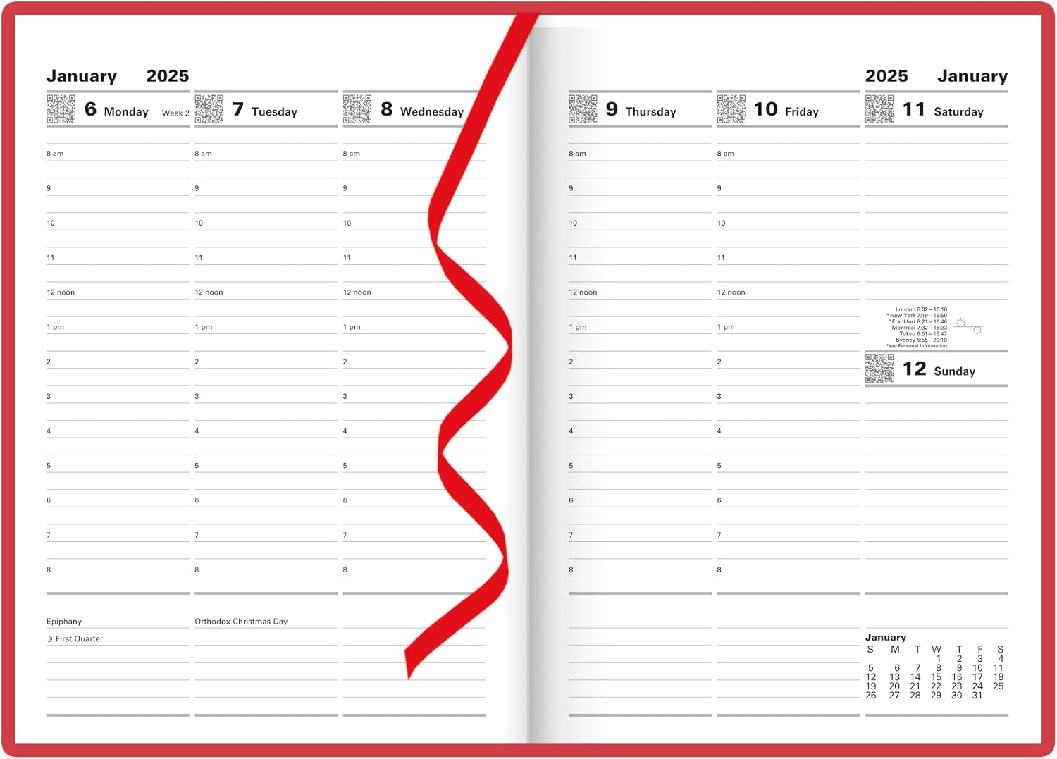 Letts of London Milano A5 Vertical Week to View Planner with Appointments 2025, 8.25-inch Length (Red) image 3