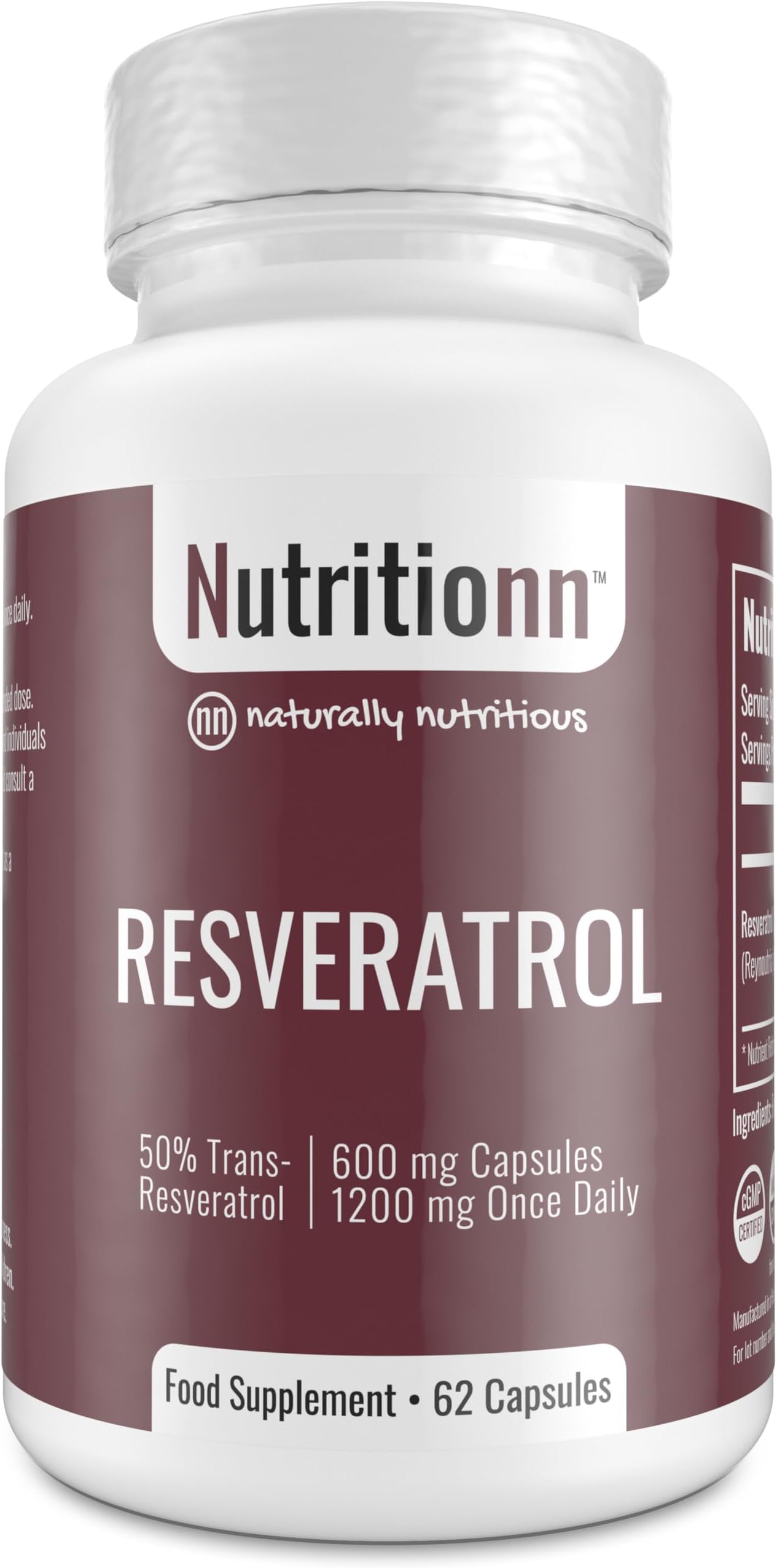 Resveratrol by Nutritionn - Natural Trans-Resveratrol Capsules - Premium Health Supplement