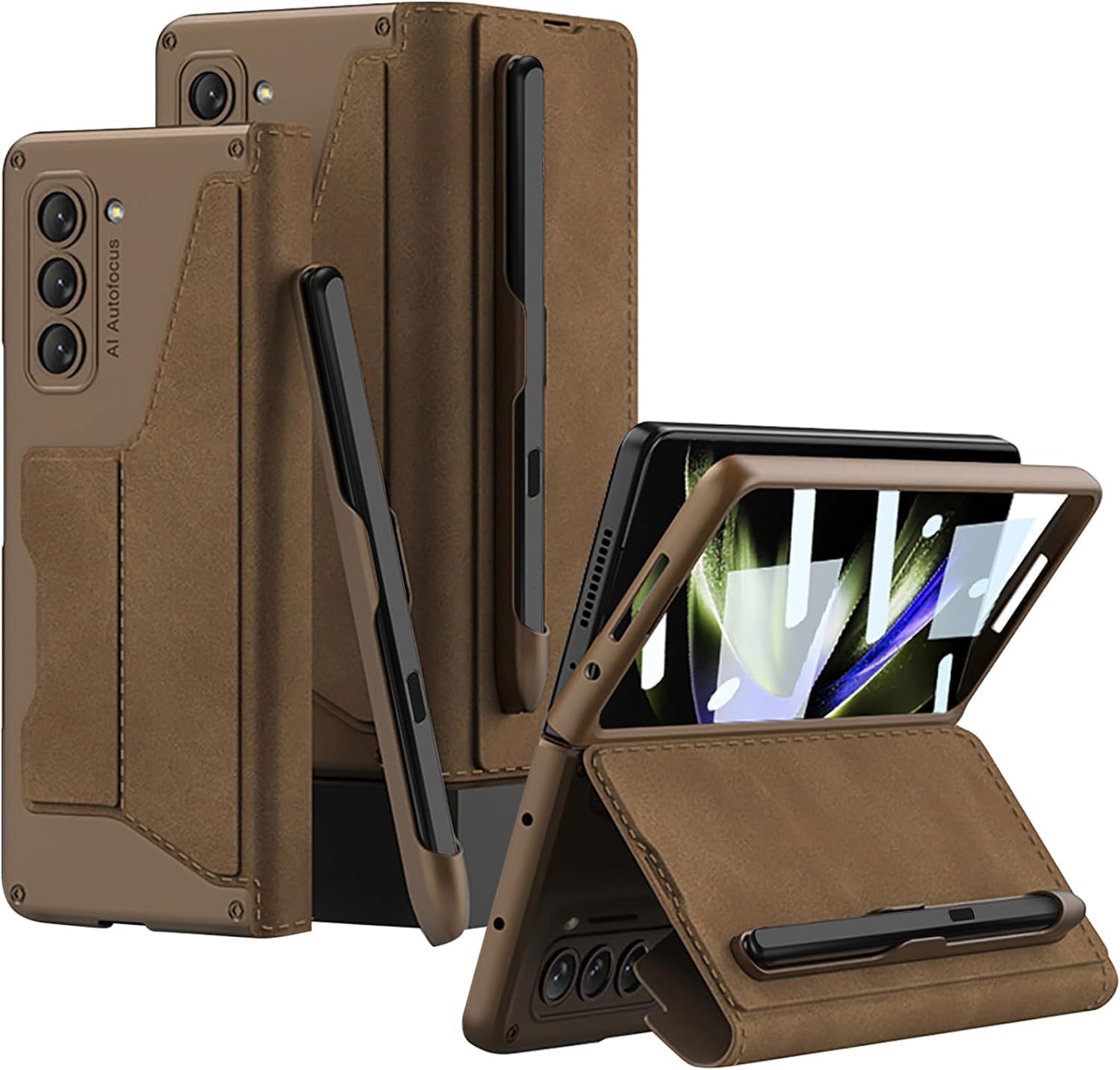 Kapa Sheath Leather Flip Case for Samsung Galaxy Z Fold 5 | Inbuilt S Pen Holder, Slim Hybrid Stand Protection Flip Cover (Brown) (B0D7C7TFTJ) Amazon Price History, Amazon Price Tracker