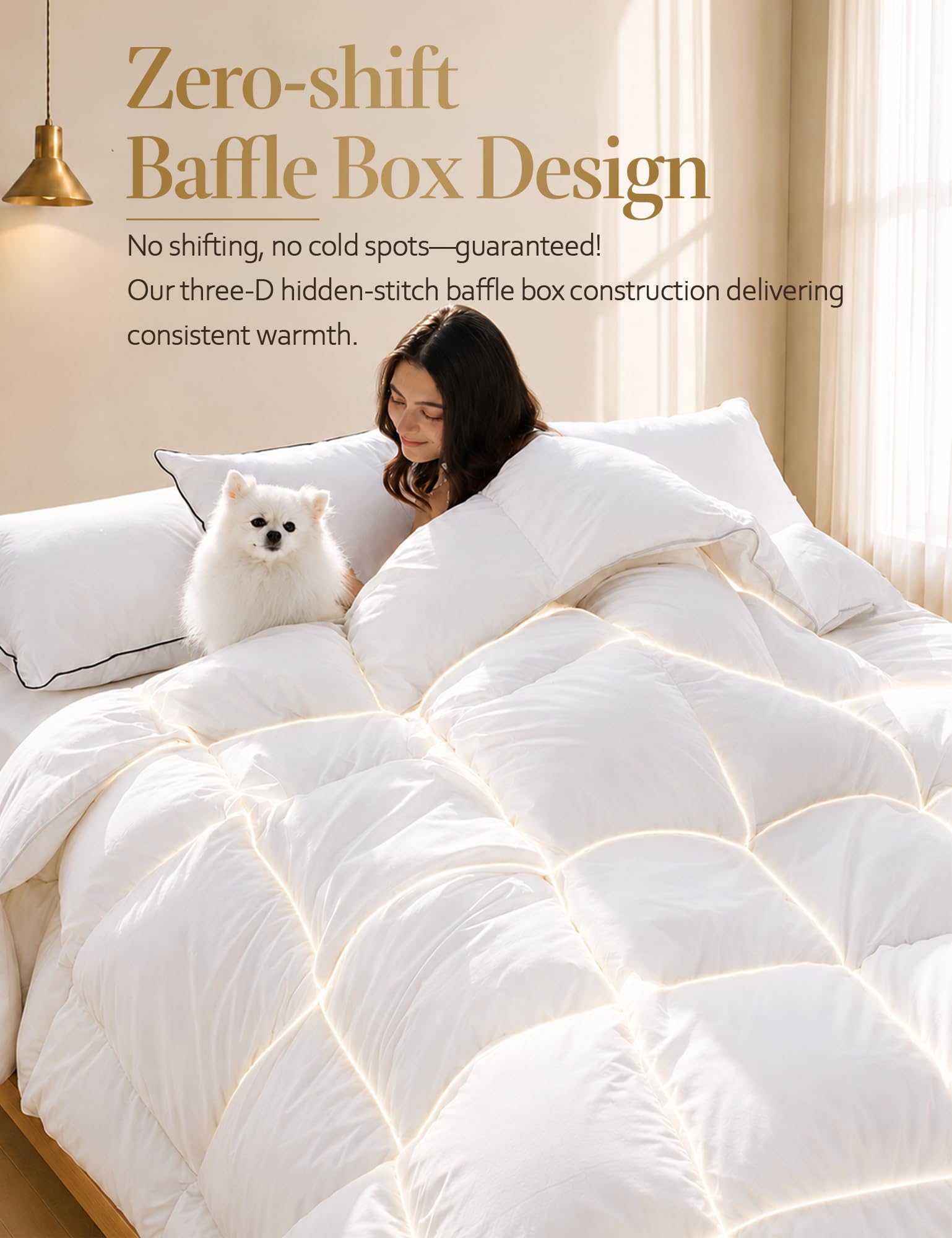 DWR Heavyweight Goose Feathers Down Comforter Duvet Twin, Ultra-Soft Cotton, 750 Fill-Power 42oz Thick Hotel Style Winter Warm Duvet Insert for Cold Weather/Sleeper (68x90, White)