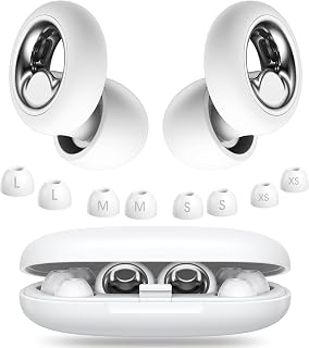 Ear Plugs for Sleeping Noise Cancelling, Soft Ear Plugs for Concert, 45dB Reusable Ear Plugs for Noise Reduction with 8 Ear Tips, Comfortable Silicone Earplugs for Sleep, Work, Travel (White)