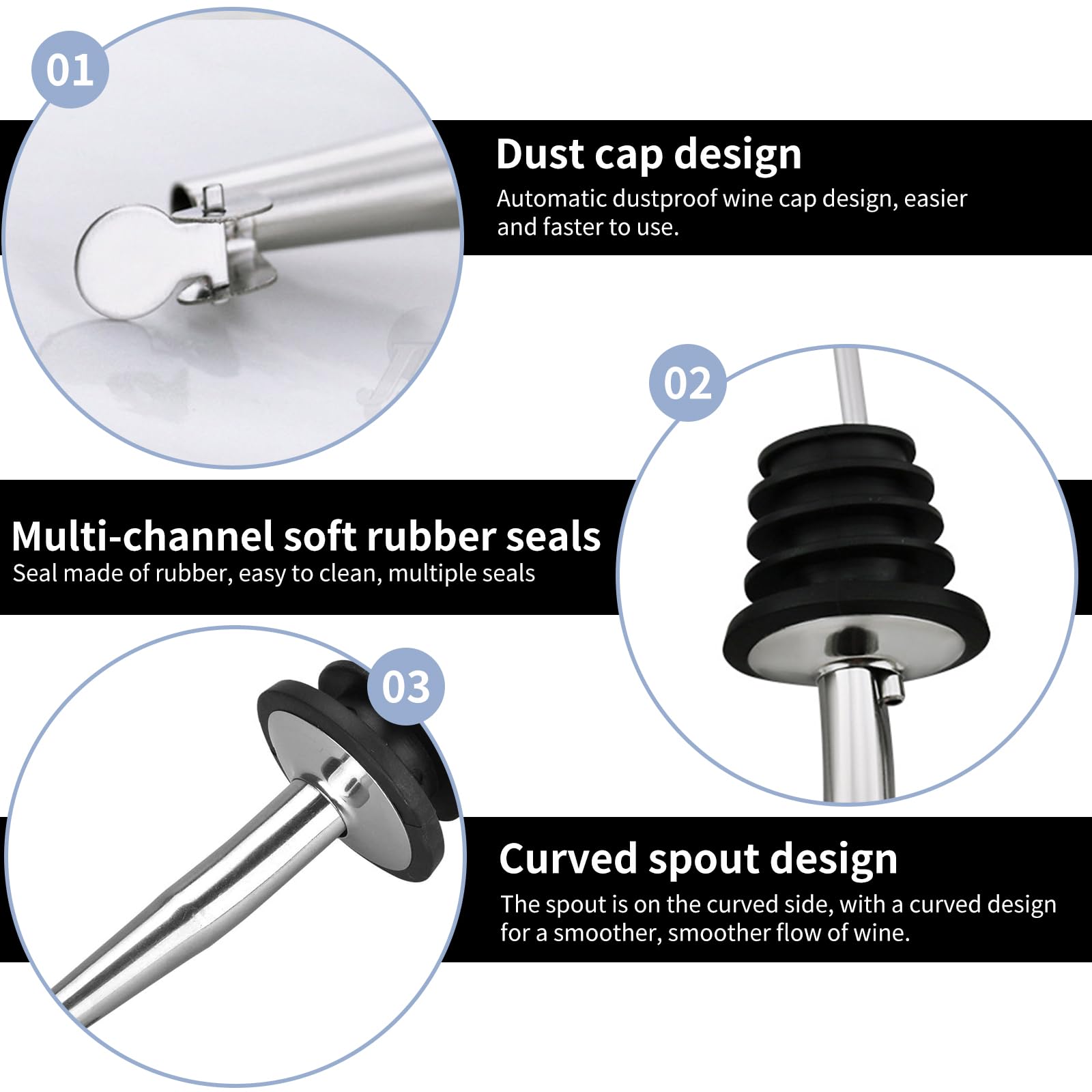 Versatori In Acciaio Per Bottiglie - 8 Pezzi, Con Beccuccio Antigoccia Per Bar E Casa - Foto 7