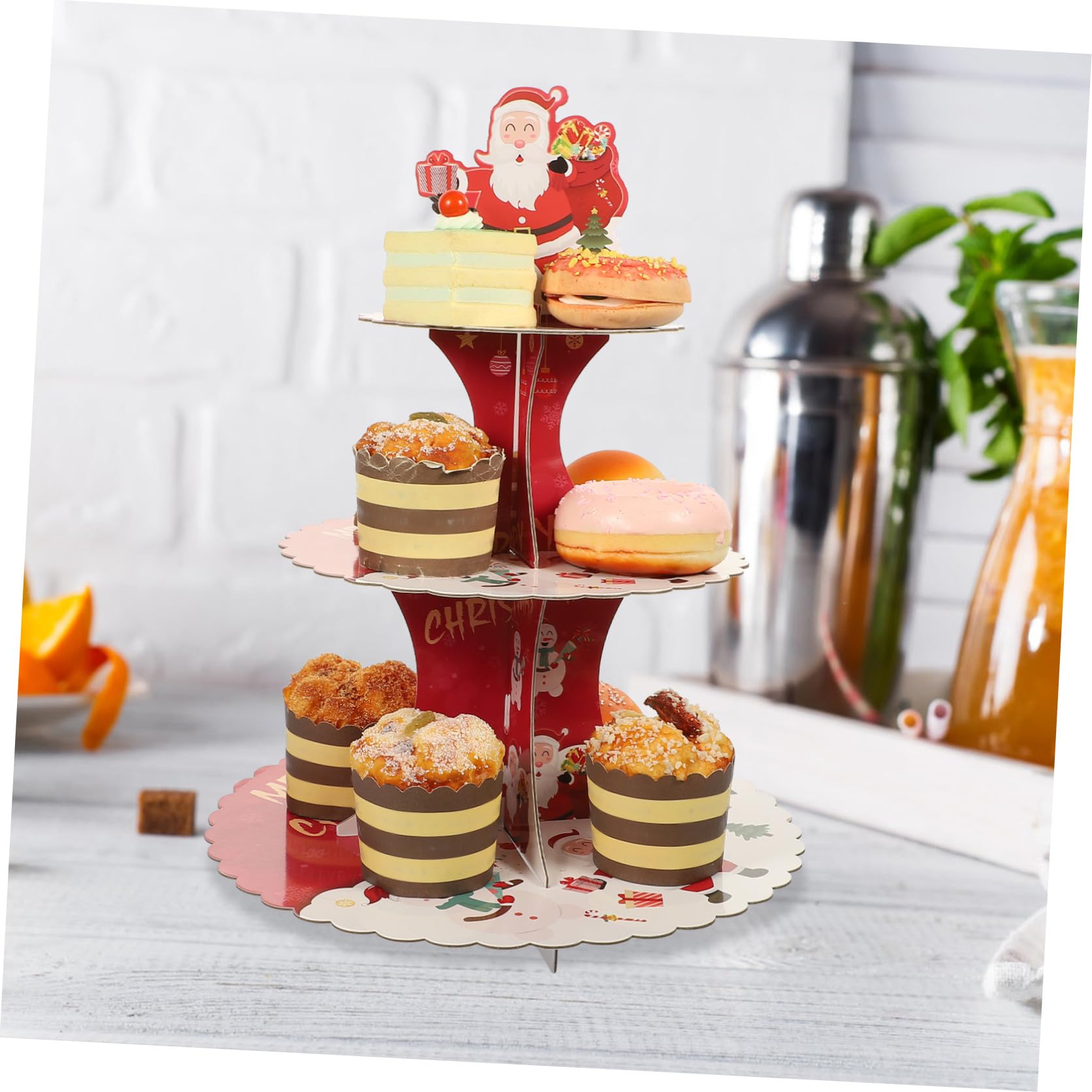 XIXIMENG Confezione da 4 alzatine in cartone per cupcake a 3 ripiani, con bordo in pizzo, supporto per cupcake in cartone (argento
