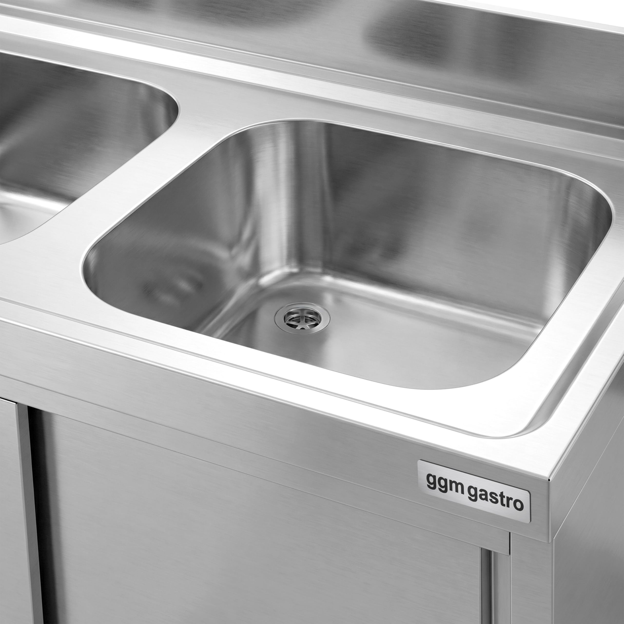 GGM Gastro | SSAAK146BR2S#ST3K46 | Spülschrank PREMIUM - 1400x600mm - mit 3 Schubladen & 2 Becken rechts