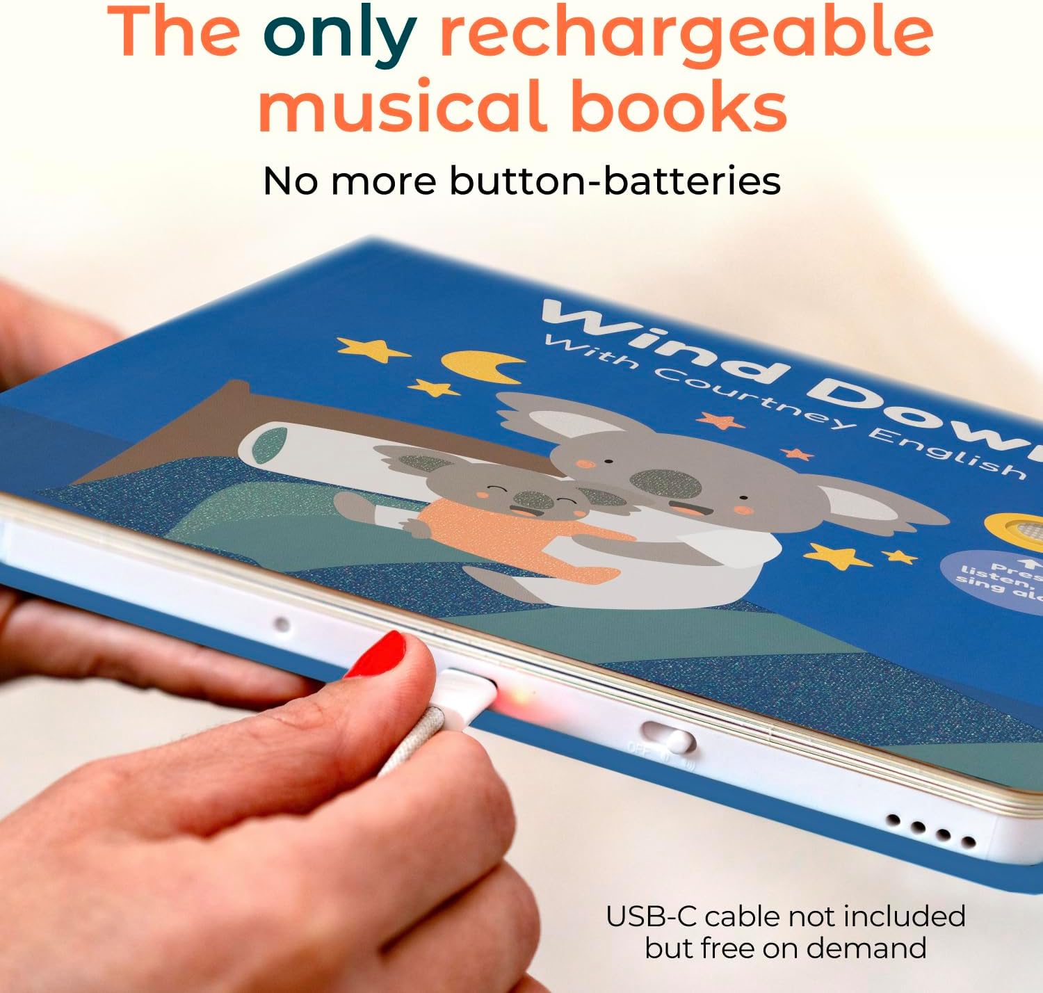 Cali’s Books Wind Down – USB-C Rechargeable Baby Book for Toddlers 1-3, Headphone Jack, Expert-Designed Bedtime Musical Book with Gentle Activities and Affirmations for a Calming Nightly Routine - Image 2