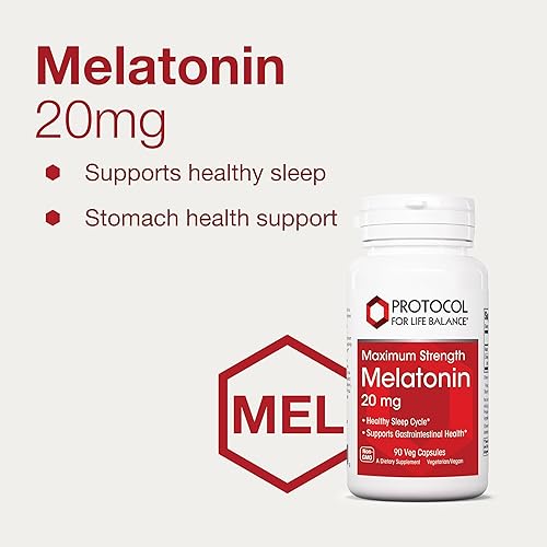 Miniatura 4 de PROTOCOL FOR LIFE BALANCE Melatonina Máxima Fuerza  20 mg Melatonina  Apoyo para dormir para adultos  Apoyo inmunológico diario  Ayuda de la