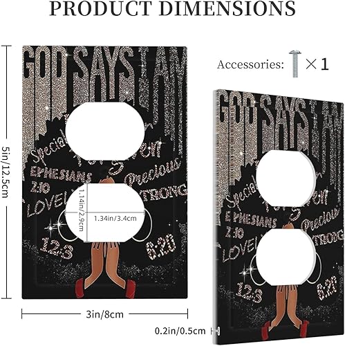 Miniatura 5 de Cubierta de interruptor de luz dúplex afroamericana de 1 cuadrilla, cubierta de salida de moda para mujer, placa de pared negra, placa de