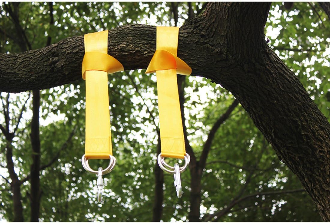 suyi 2Pcs 1.5m Camping Hammock Swing Tree Straps Set,1000D Polyester No Stretch,with 2 Heavy Duty Carabiner and D-Ring, Holds up to 1102 Lbs,Easy Set Up,with Portable Bag