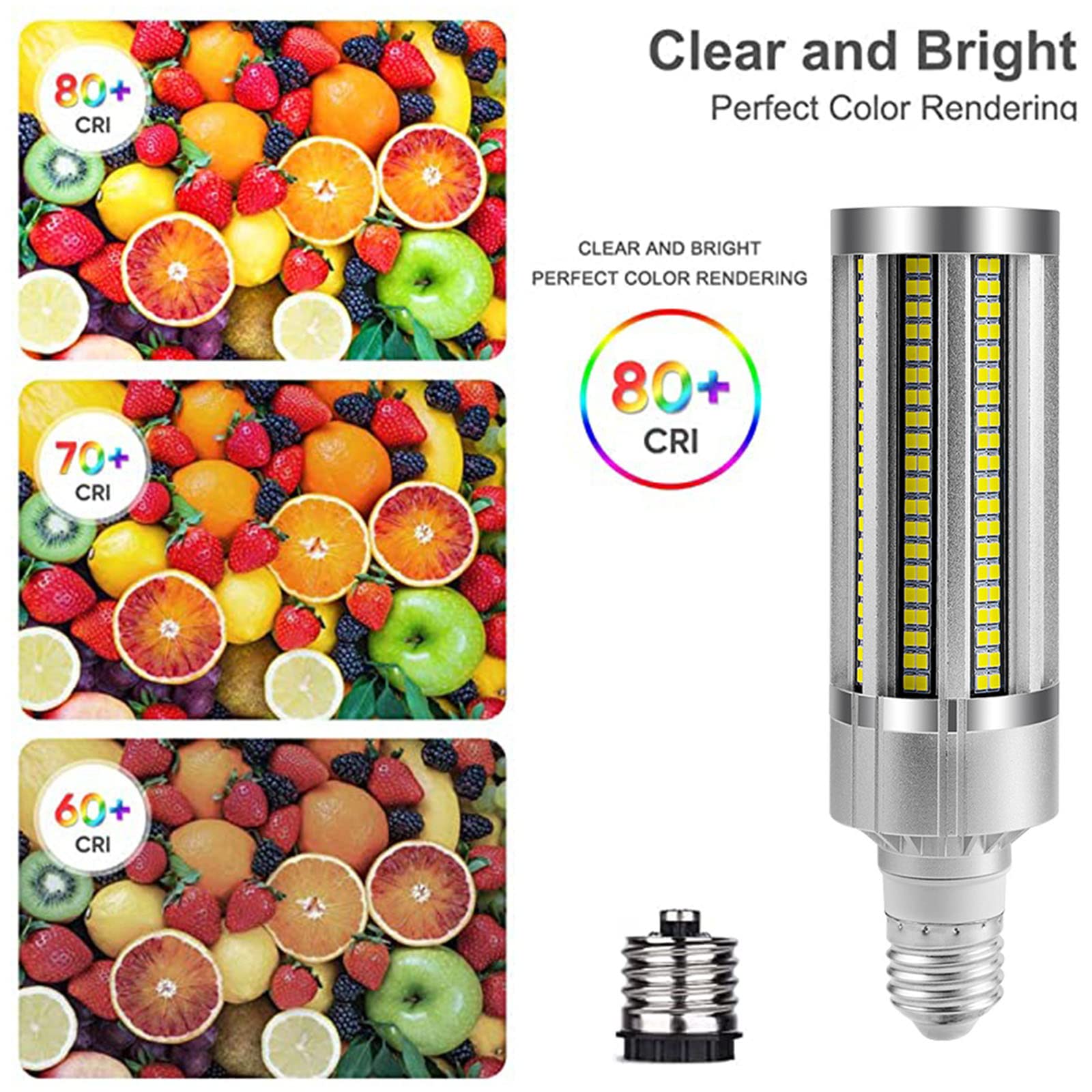 Bombillas LED De Maíz De 25W,187 LED Grado Comercial Super Brillante 6000K 3000 Lúmenes,Adaptador De Portalámparas E27 E39 Adecuado para Garaje, Taller, Cobertizo, Picnic, Camping,Blanco