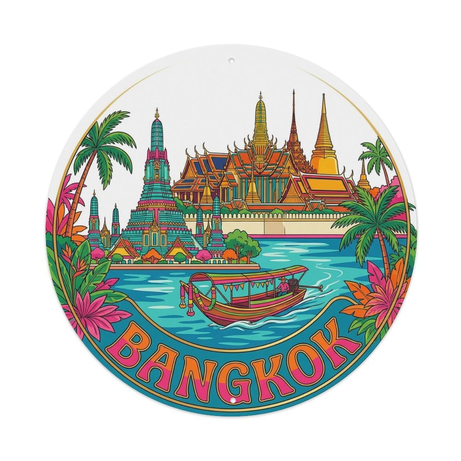 Vintage Travel Thailand Bangkok Metal Tin Sign