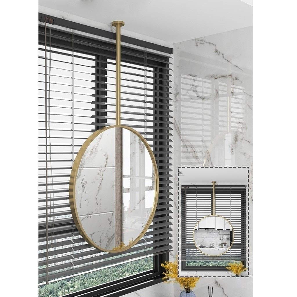 Specchio Espejo redondo de metal para colgar en el techo | Diseño de barra para colgar en entradas, pasillos o baños, espejos grandes, espejo decorativo para el hogar, hoteles o centros comercial