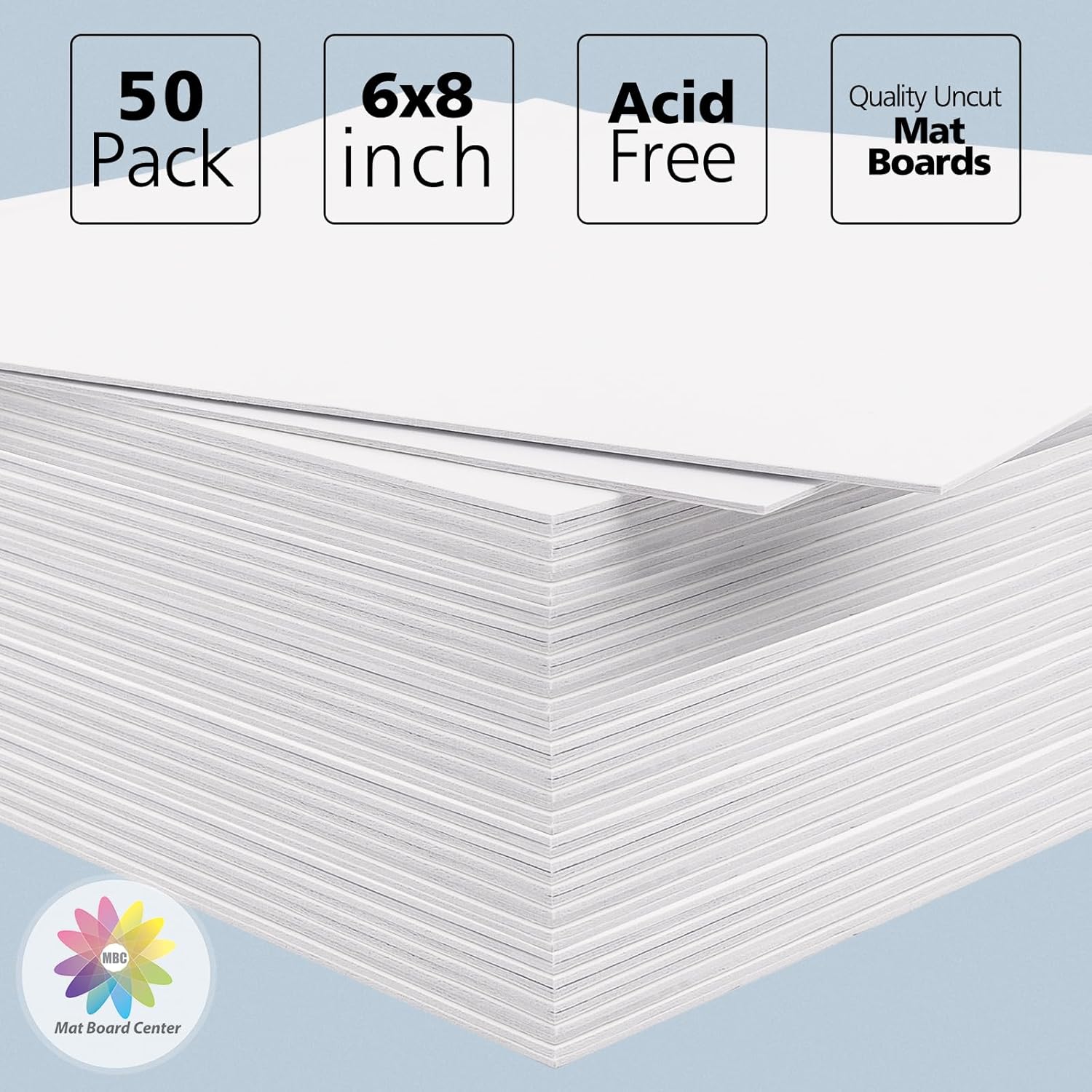 Mat Board Center, Pack of 50 6x8 White Uncut Mat Boards Backing Boards, 4-Ply Thickness, Great for Pictures, Frames, Crafts, Prints - Image 2