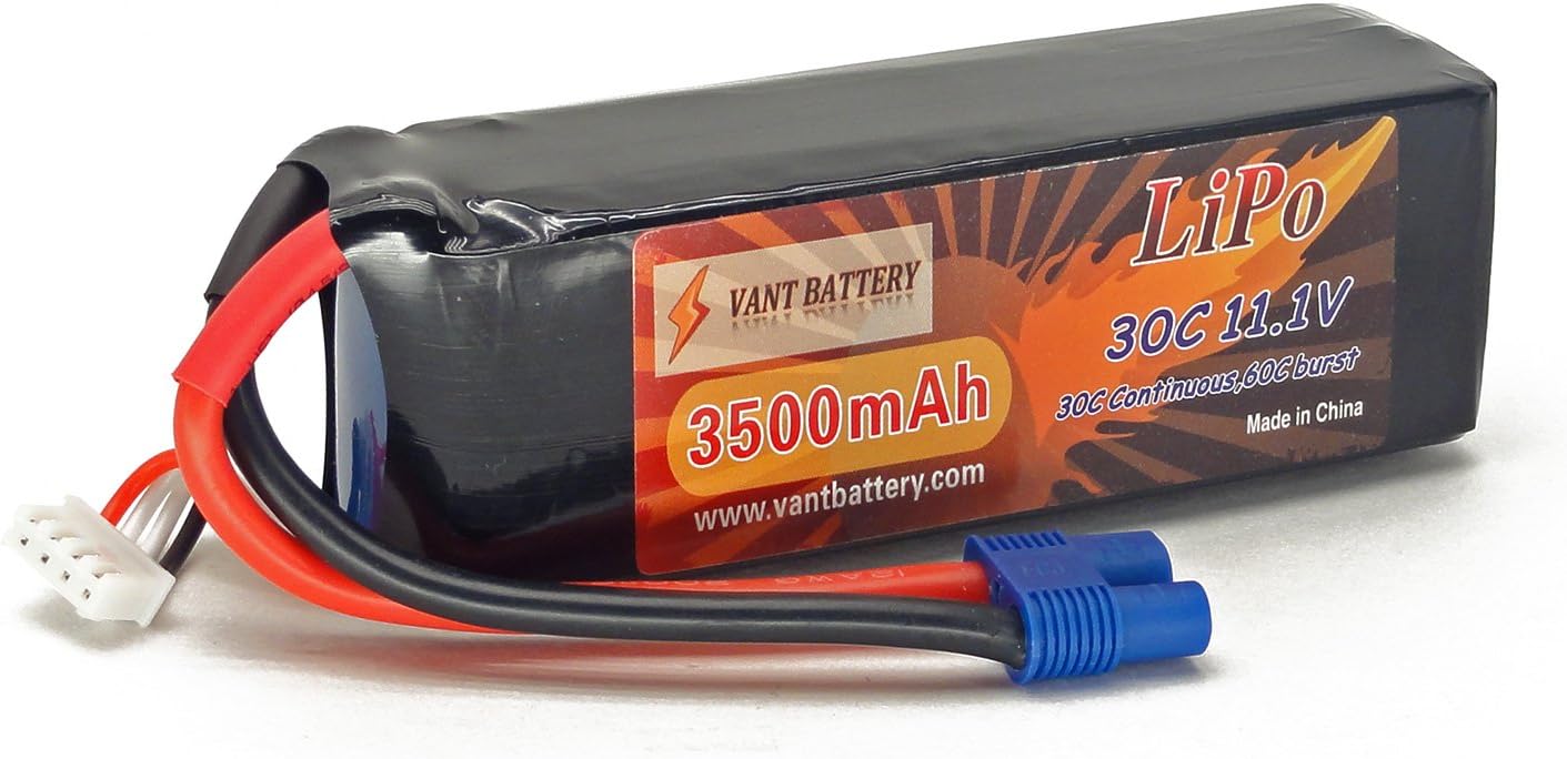 11.1V 3500mAh 3S Cell 30C-60C LiPo Battery Pack w/ EC3 (EC-3) Connector Plug (Airplane Helicopter Quadcopter Multirotor Drone UAV FPV 3S3000-30-EC3 EFLB30003S30)