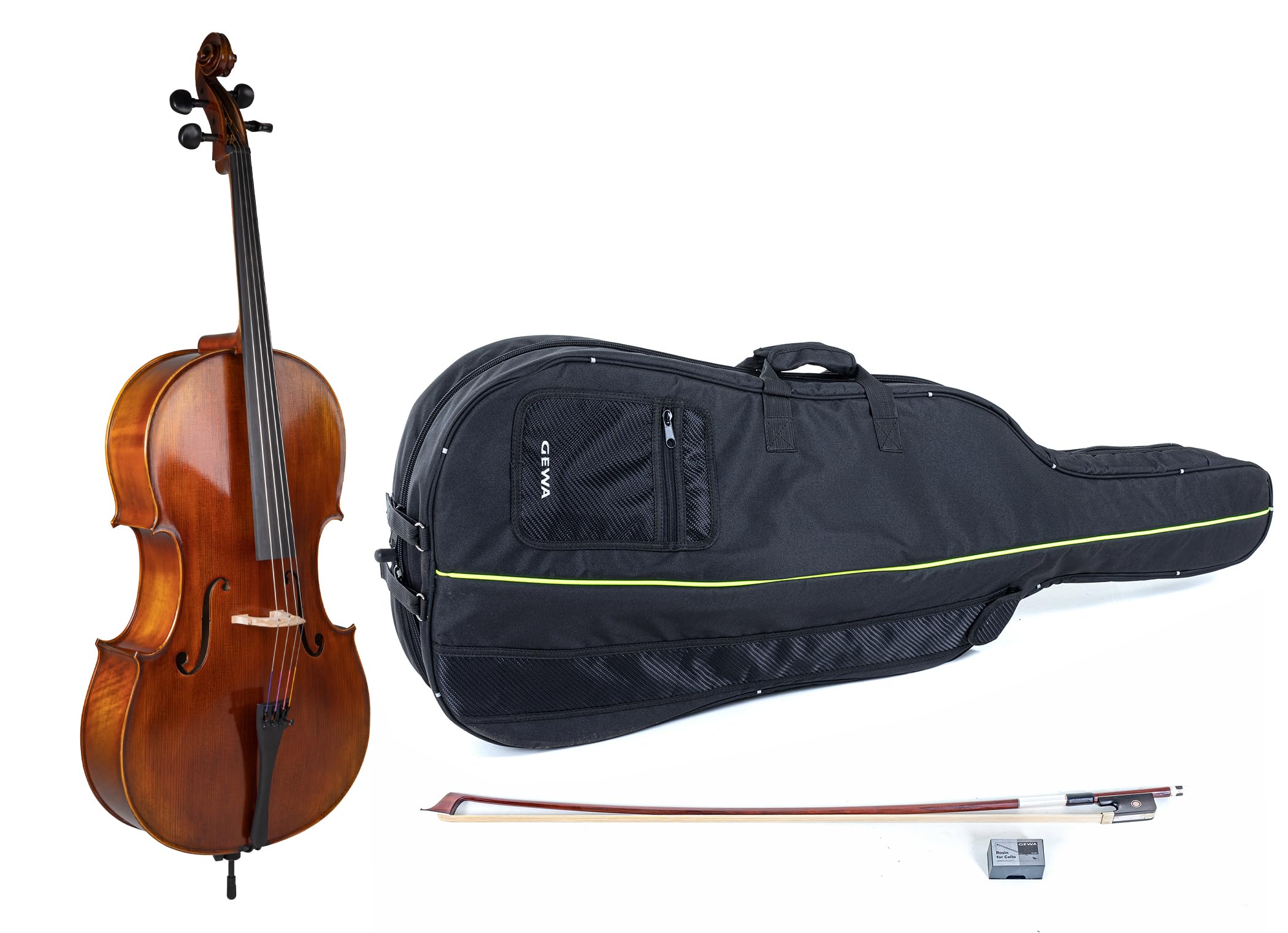 GEWA Cello 1/2 – spielfertig, mit Antik-Naturharzlack, Massaranduba-Bogen oder Carbon-Bogen
