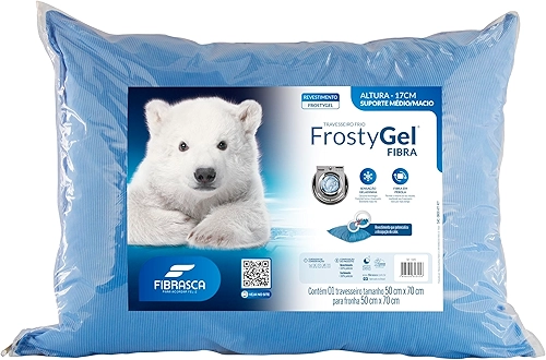 Travesseiro Frostygel Fibrasca Toque Gelado Lavável 50x70cm Cor Azul