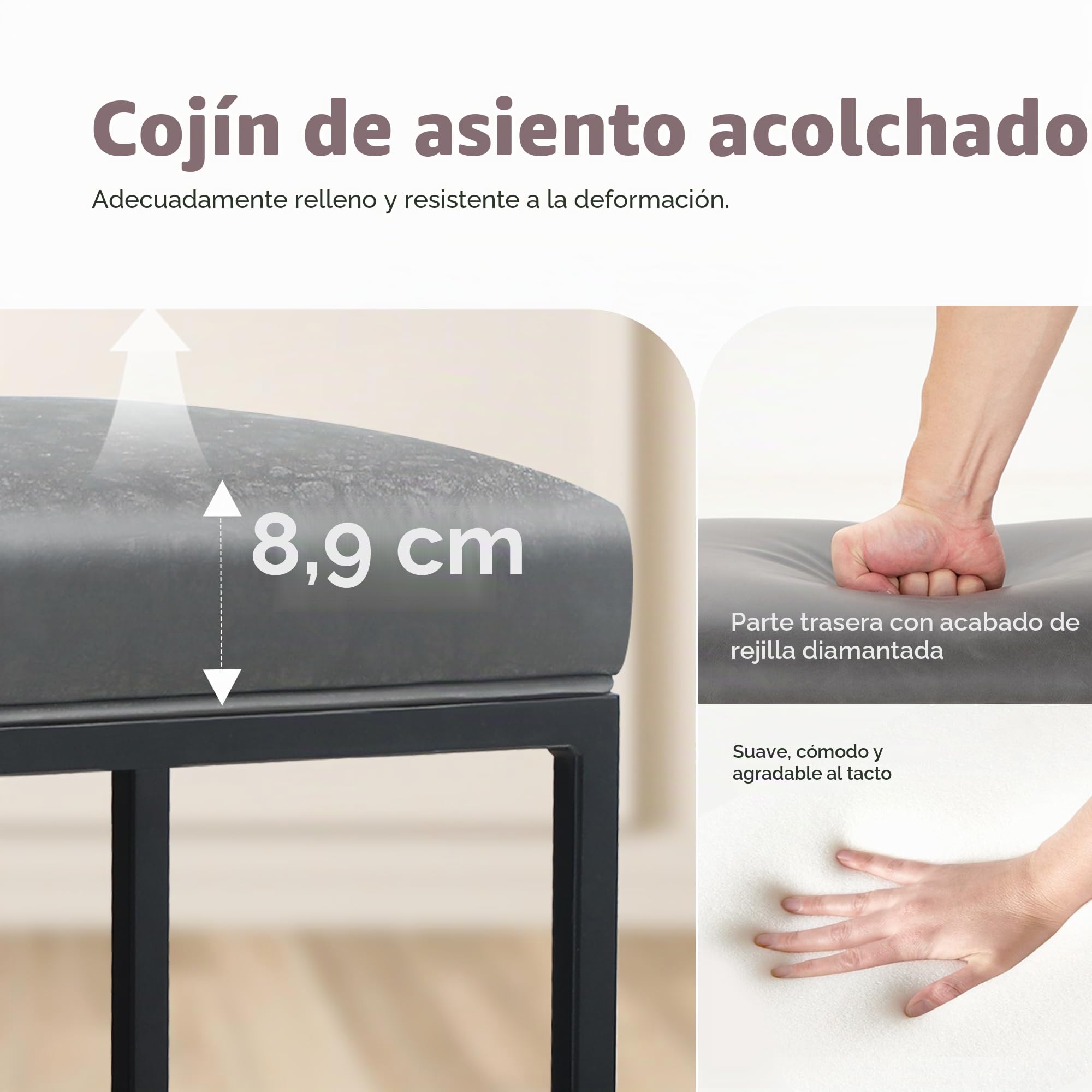 ALPHA HOME 2 taburetes de bar con reposapiés, sillas de cocina, de piel sintética, sin respaldo, taburetes de bar, para interior y exterior, comedor, bar en