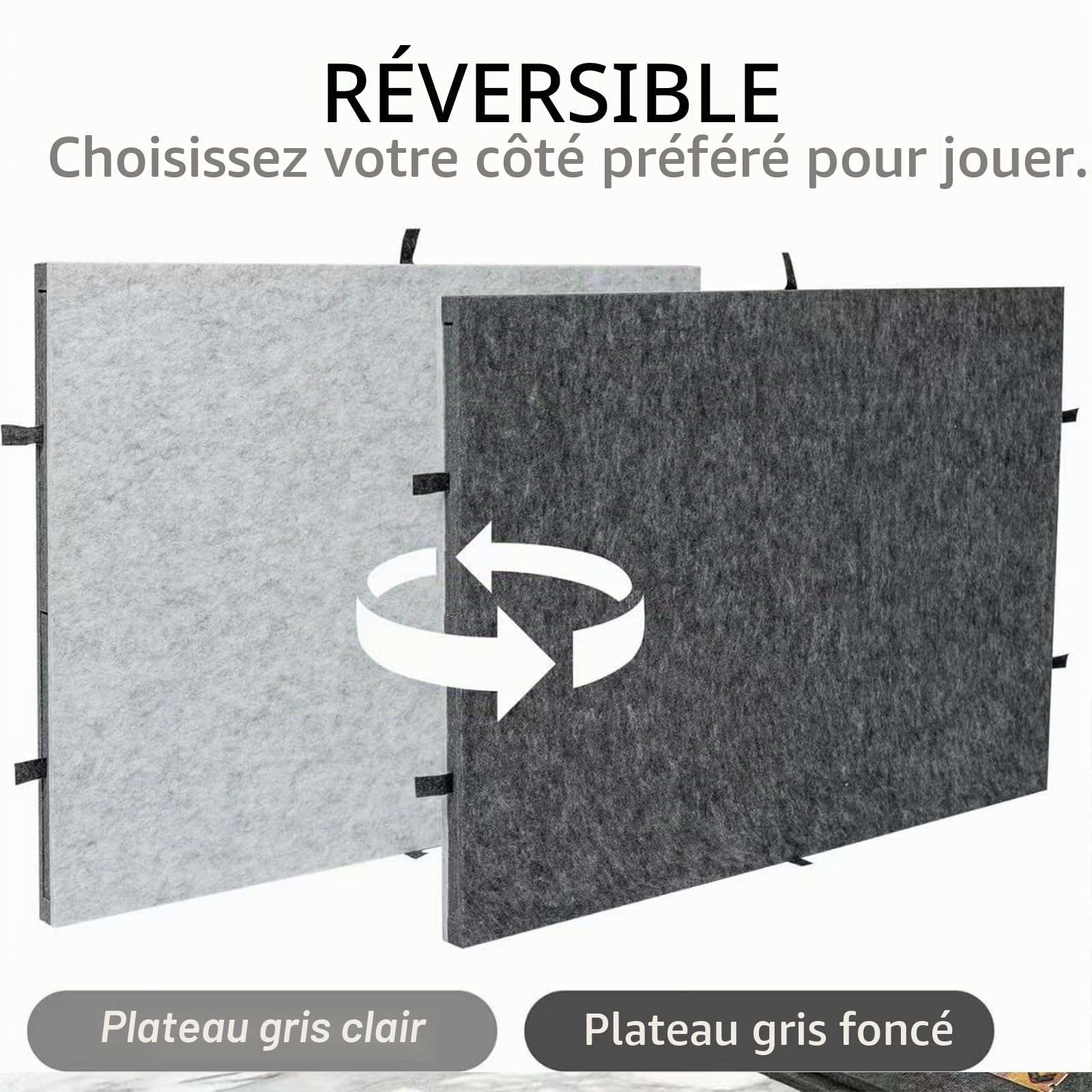 Planche de puzzle avec 6 tiroirs et couvercle, jusqu'à 1500 pièces, planche de puzzle en feutre légère et portable avec support réglable, pour adultes et enfants Dark grey 1500 pieces