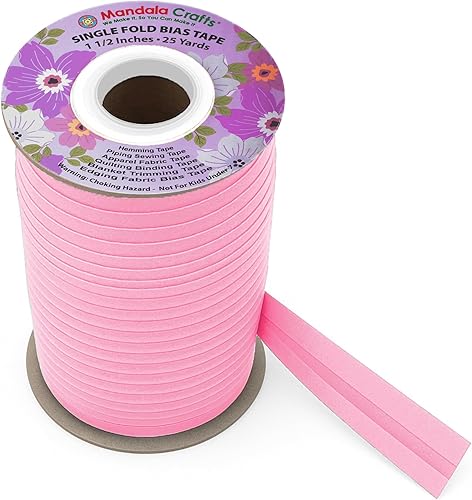 Miniatura 180 de Mandala Crafts Cinta al bies de un solo pliegue de 5/8 pulgadas para coser, acolchar, tuberías, dobladillo, manta y encuadernación de colcha, cinta