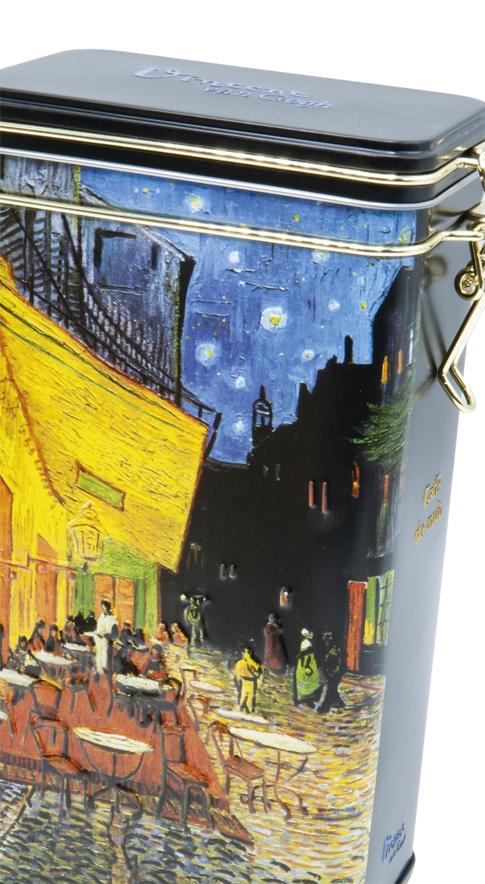 Fridolin 19403 - Vorratsdose/Kaffeedose aus Metall mit Bügelverschluss, Volumen ca. 1,4 Liter - Van Gogh: Cafe de Nuit