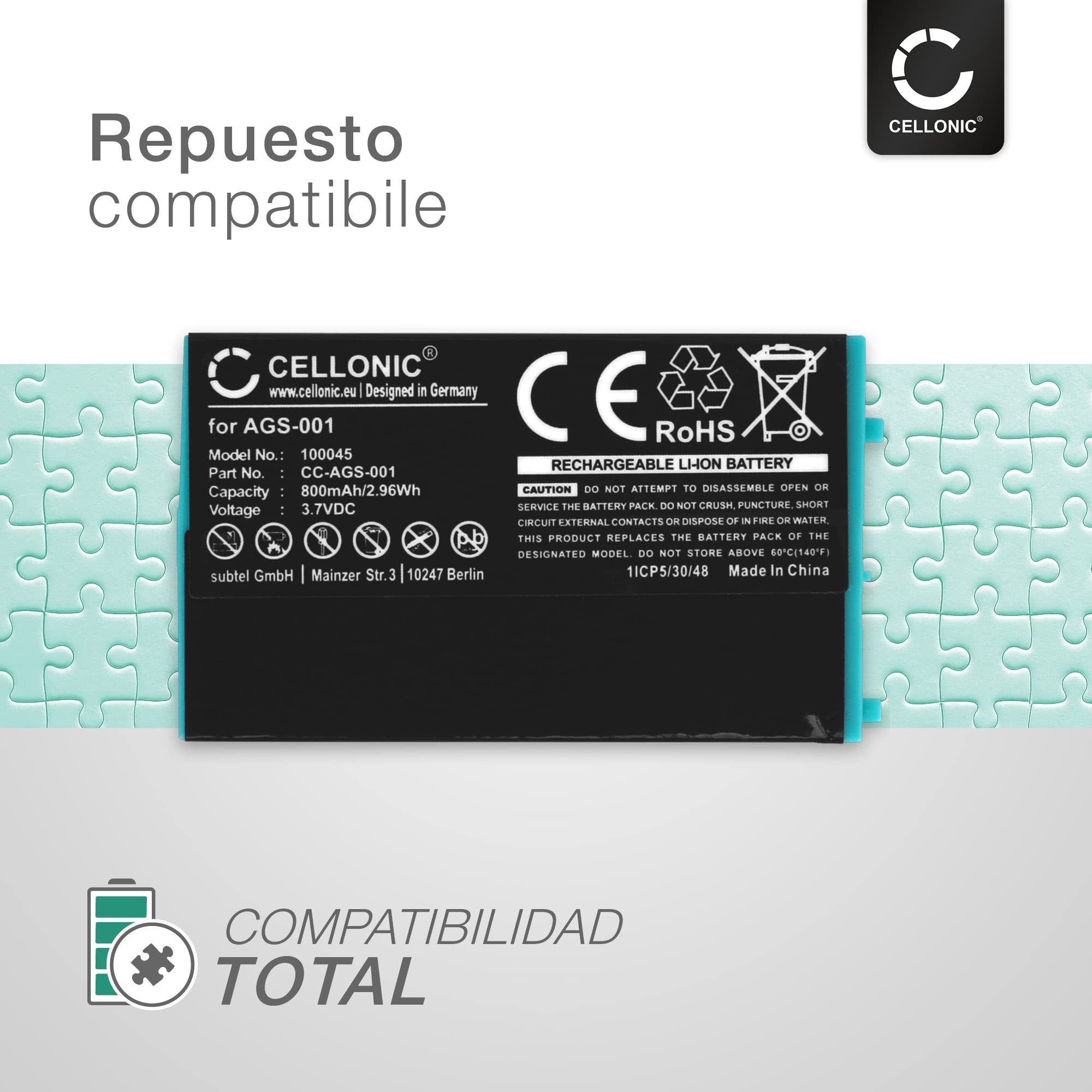 CELLONIC 1x Batería para Videoconsola Compatible con Nintendo Gameboy Advance SP, AGS-001 - (900mAh, 3.7V)