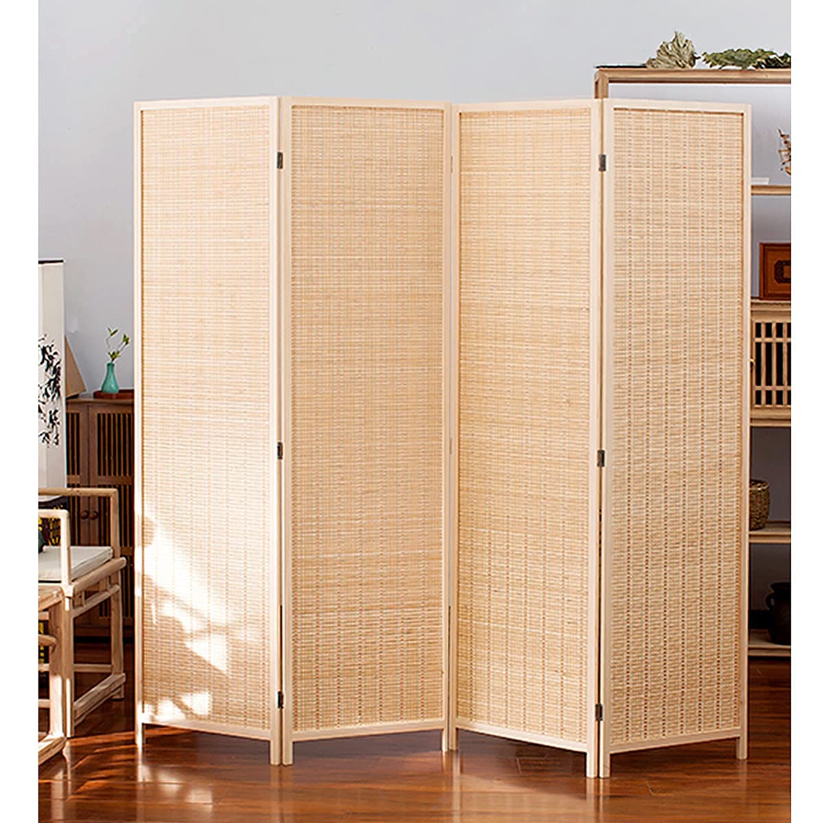 TinyTimes 6 FT Tall Bamboo Room Divider, 4 Panel Room Dividers