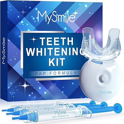 MySmile Teeth Whitening Kit with Whitening Light, Non-Sensitive Teeth Whitener Kit with 3 Teeth Whitening Gel Syringes,10 Min Fast-Result Home Tooth ...
