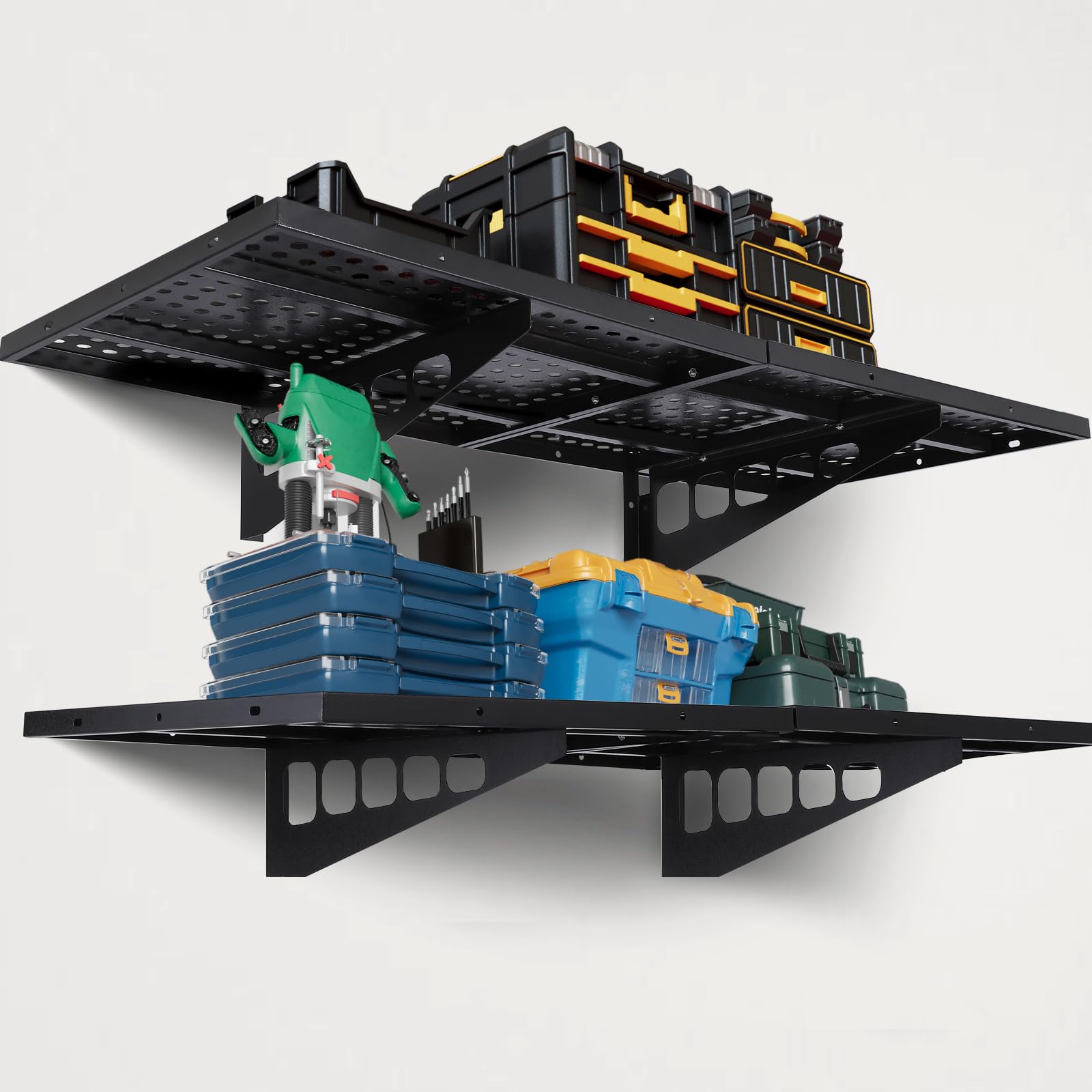 Metal Wall Shelf GoFashion 2-Pack 1.6x4ft Garage Wall Shelving Heavy Duty Wall  Shelves Garage Storage Racks Wall Mounted Garage Shelves Floating Shelves  Wall 560lbs L 4 Foot Floating Shelves, image size:1600x1600