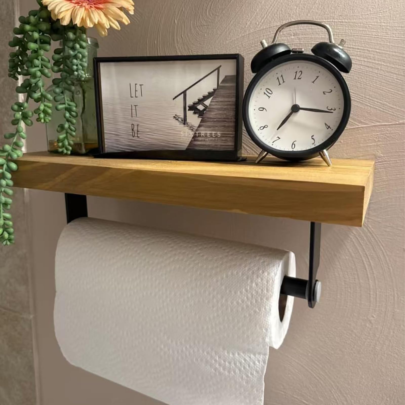 Soporte para toallas de papel para debajo del gabinete, soporte autoadhesivo para toallas de papel de montaje en pared para cocina o baño, toallero de papel (negro) 2