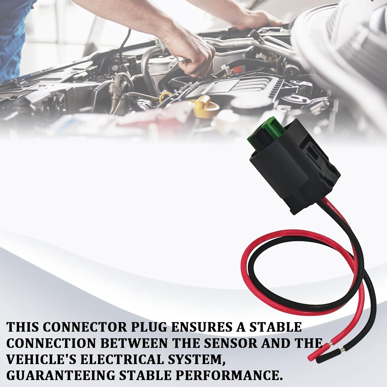 Outside Ambient Air Temperature Sensor with Plug Harness, Outer Ambient Temp Sensors Plug Wire Connector Pigtail #0075421318 0005428418 5S11829 Replacement Fits for Mercedes-Benz (2 PCS, Black)