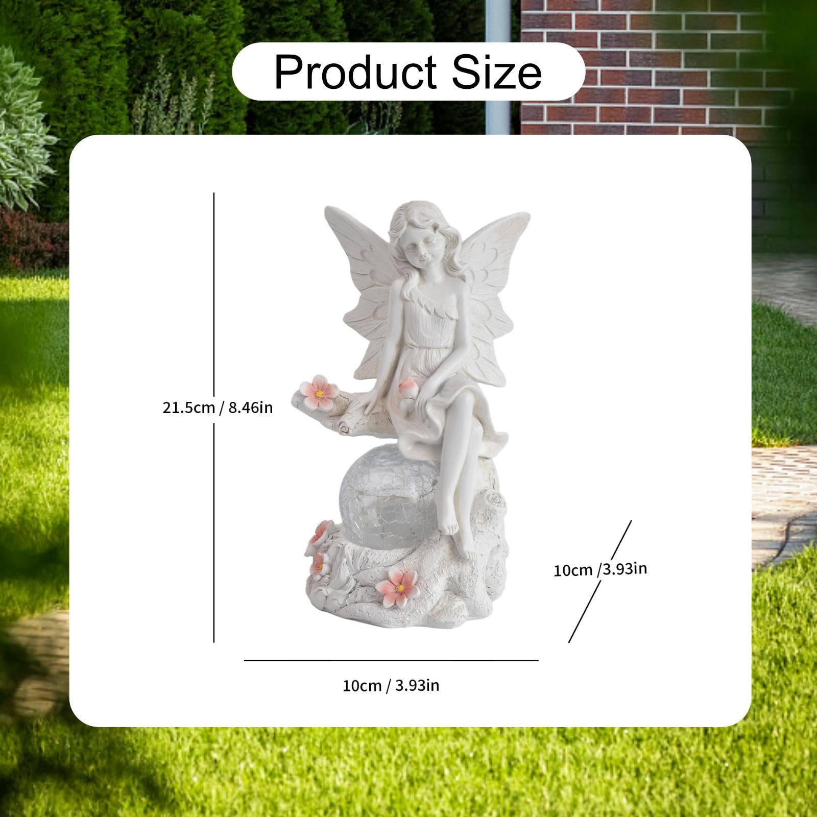 Figura Decorativa para Exteriores, Figura de Resina con Luz Solar para Y Jardines, Blanco