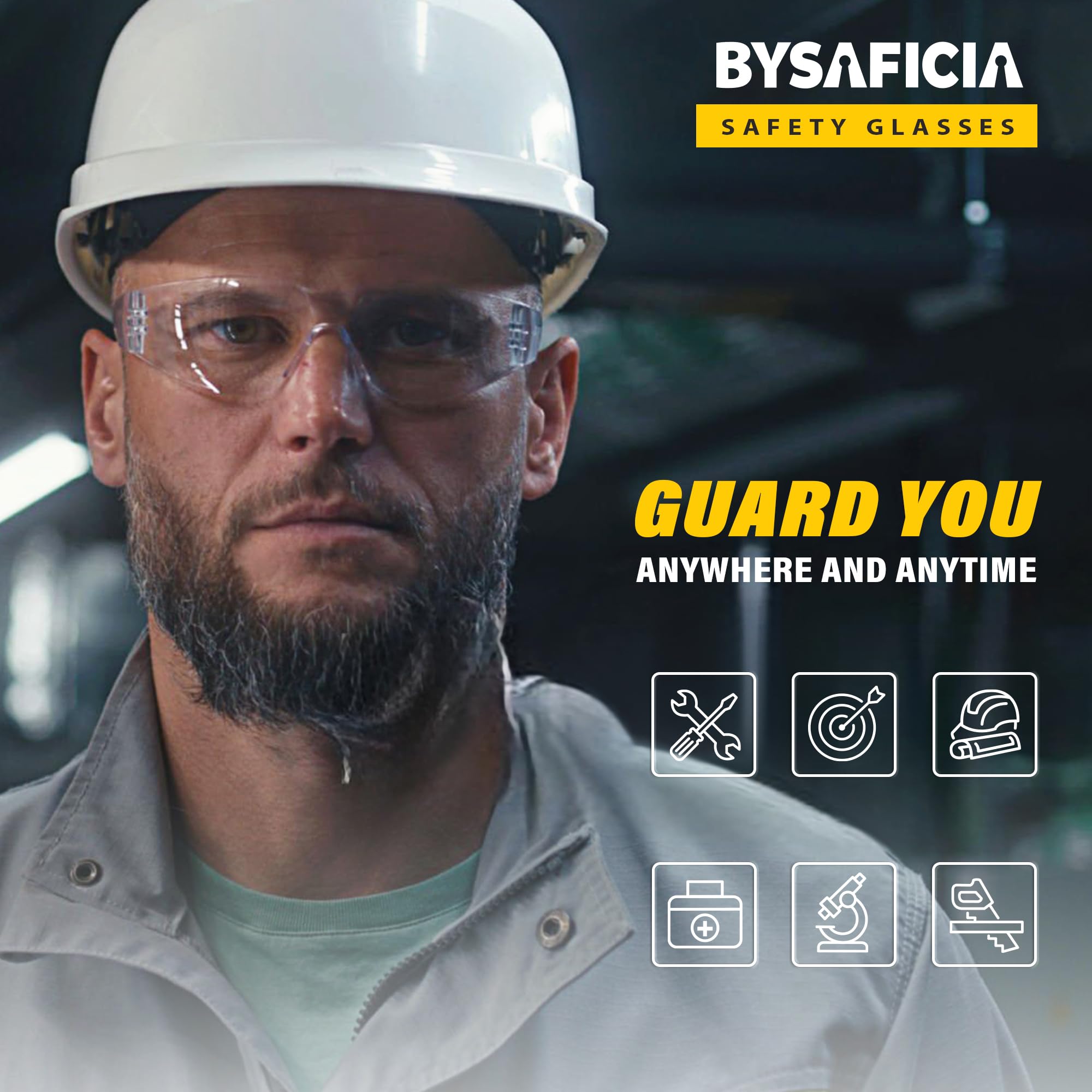 Gafas de seguridad, paquete de 24 gafas de seguridad, lentes transparentes con resistente a los arañazos y impactos, estándar ANSI Z87.1
