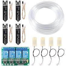 UMLIFE 4pcs Capacitive Soil Moisture Sensor 4Channel 5V Relay Module and 4pcs Water Pump + 4M Vinyl Tubing for Arduino Moisture Detection Garden Watering DIY