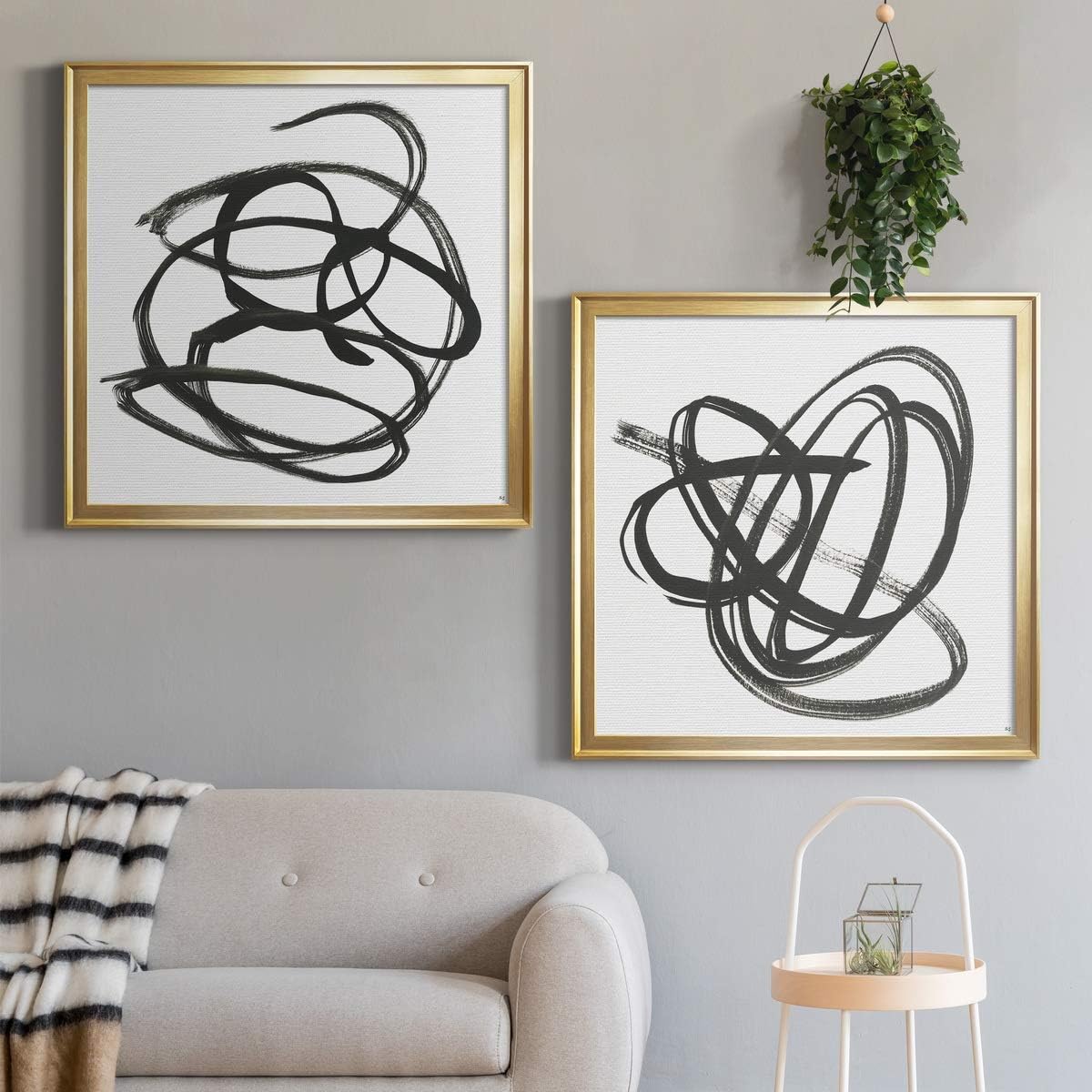 Renditions Gallery, Abstract Wall Art, Along the Path I, Modern Decorations, Premium Gallery Wrapped Print Decor for Office, Bedroom, Home, Ready to Hang, Gold Framed Artwork Set, 18X18