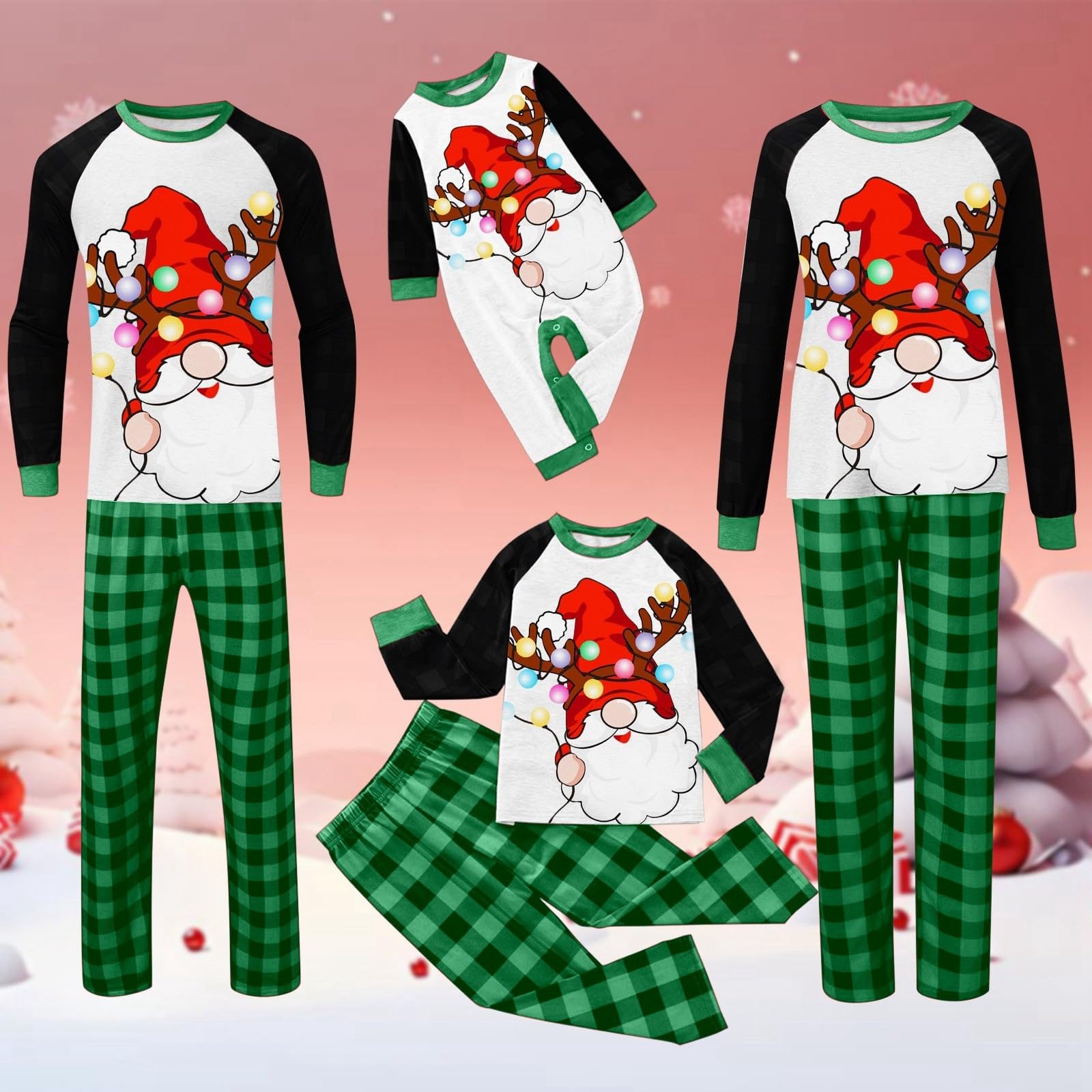 Pyjama Noël Famille Grande Taille Ensembles de Pyjama Noël Chaud Costume Famille Pyjamas Impirmé de Couple Ensemble Femme Homme Printemps Automne Hiver Deguisement Mere Noel