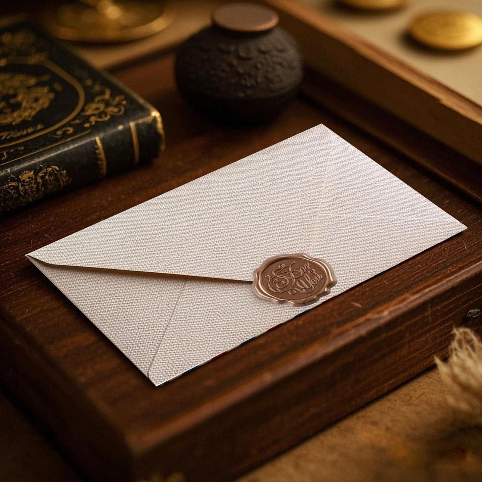 22 Unidades de Papel De Carta Vintage, Juego Con 6 Sobres de Lino Y Sellos de Cera, 10 A5, Papel De Carta Vintage, Sobres de Estraza Para CumpleañOs, Invitaciones de Boda, Tarjetas de Verde