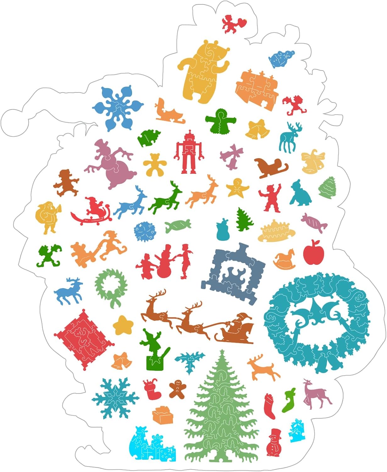 Bovearto Christmas Puzzle for Adults, Santa Claus Jigsaw Puzzles, Santa Wooden Puzzles for Adults, Unique Shaped Xmas Puzzles for Kids, Christmas Family Games for Adults 505 Pieces (13.7"*18.3")