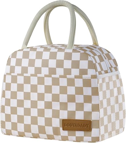 Miniatura 27 de Lonchera para mujeres y hombres (gris) Gris,Azul bebé+rayas blancas,Beige,Negro -,Cuadrícula negra+blanca,Azul,Tablero de ajedrez azul+beige,Puntos