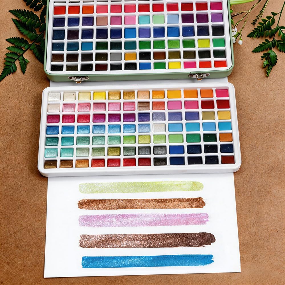 Ensemble de Peinture Aquarelle 168 Couleurs, en Boîte Portable