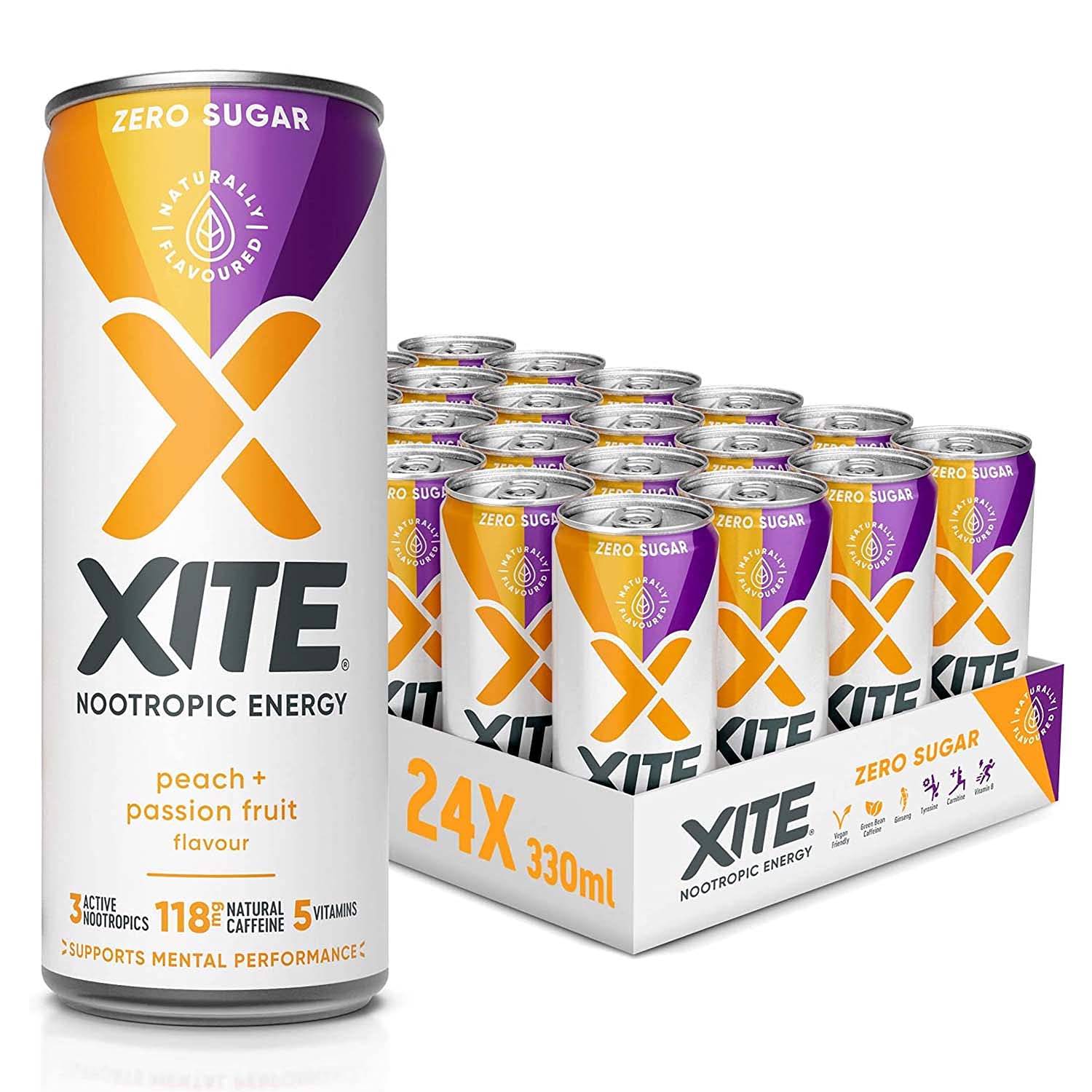 Buy XITE Nootropic Energy Drink, Original (24Pack, 330ml) Vegan Pre