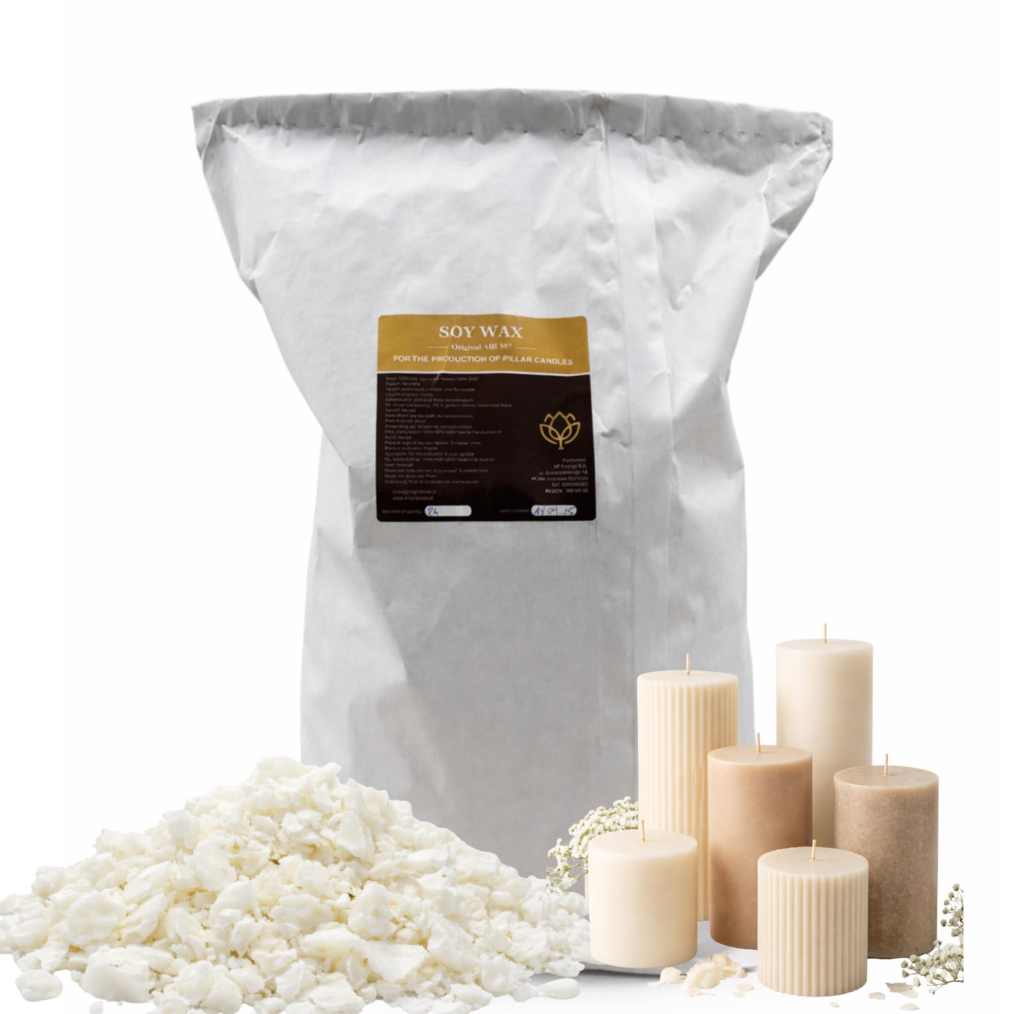 5kg Sojawachs Sojawachsflocken ABI 357 Original für freistehende Kerzen Kerzenwachs für Duftkerzen Vegan Schmelzpunkt 42–48 °C Natürliches Öko-Soja-Wachs-Flocken Kerzenwachs zum Gießen