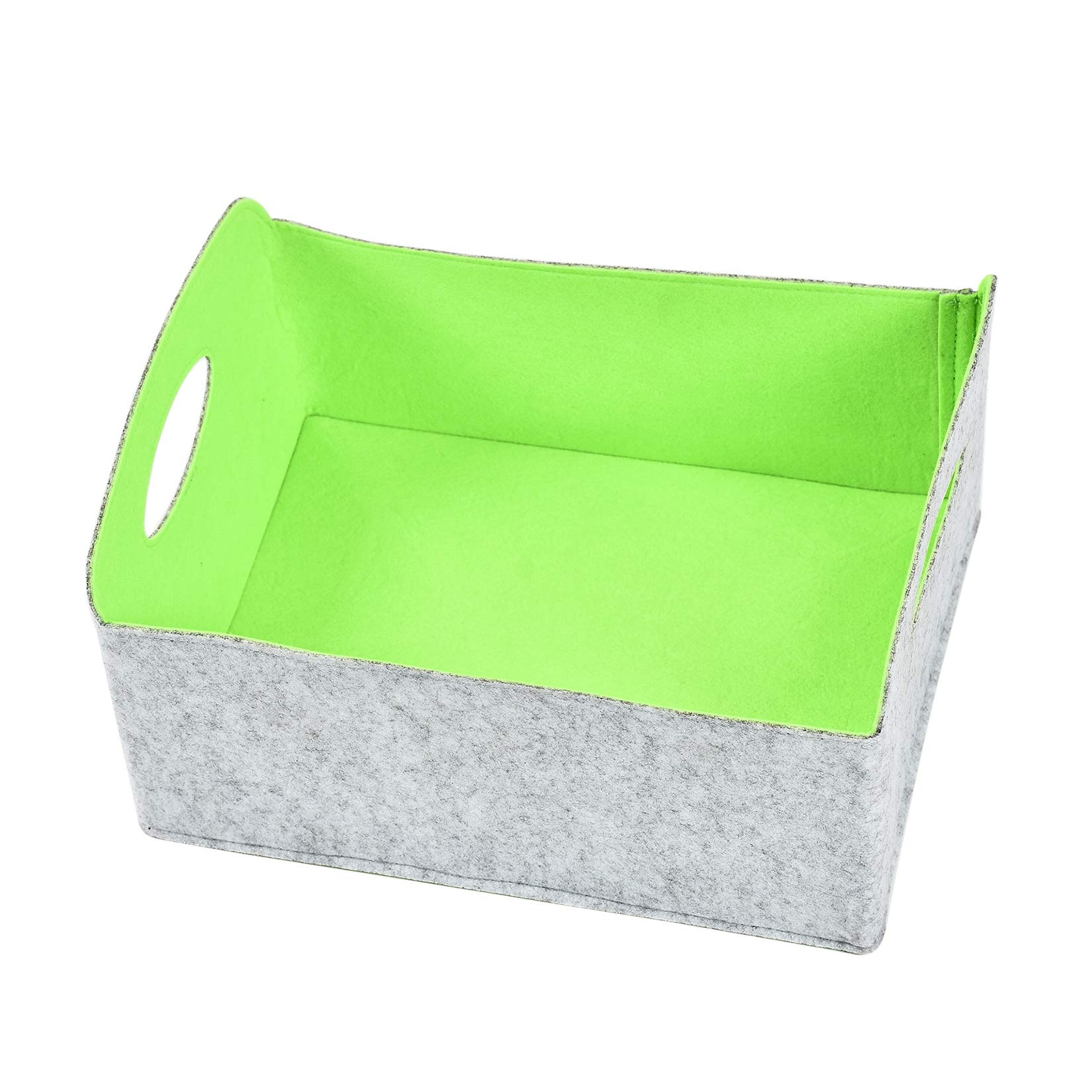 ZUQ Felt Magazine Storage Box Portable Books Storage Basket with Handles Foldable Cabinet Storage Cube for Shelf Office Nursery Laundry (Green)