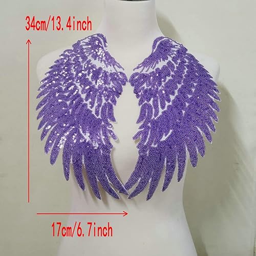 Miniatura 3 de 1 par de parches de lentejuelas de alas de ángel doradas y plateadas para ropa, parche bordado para planchar, apliques de accesorios de Navidad