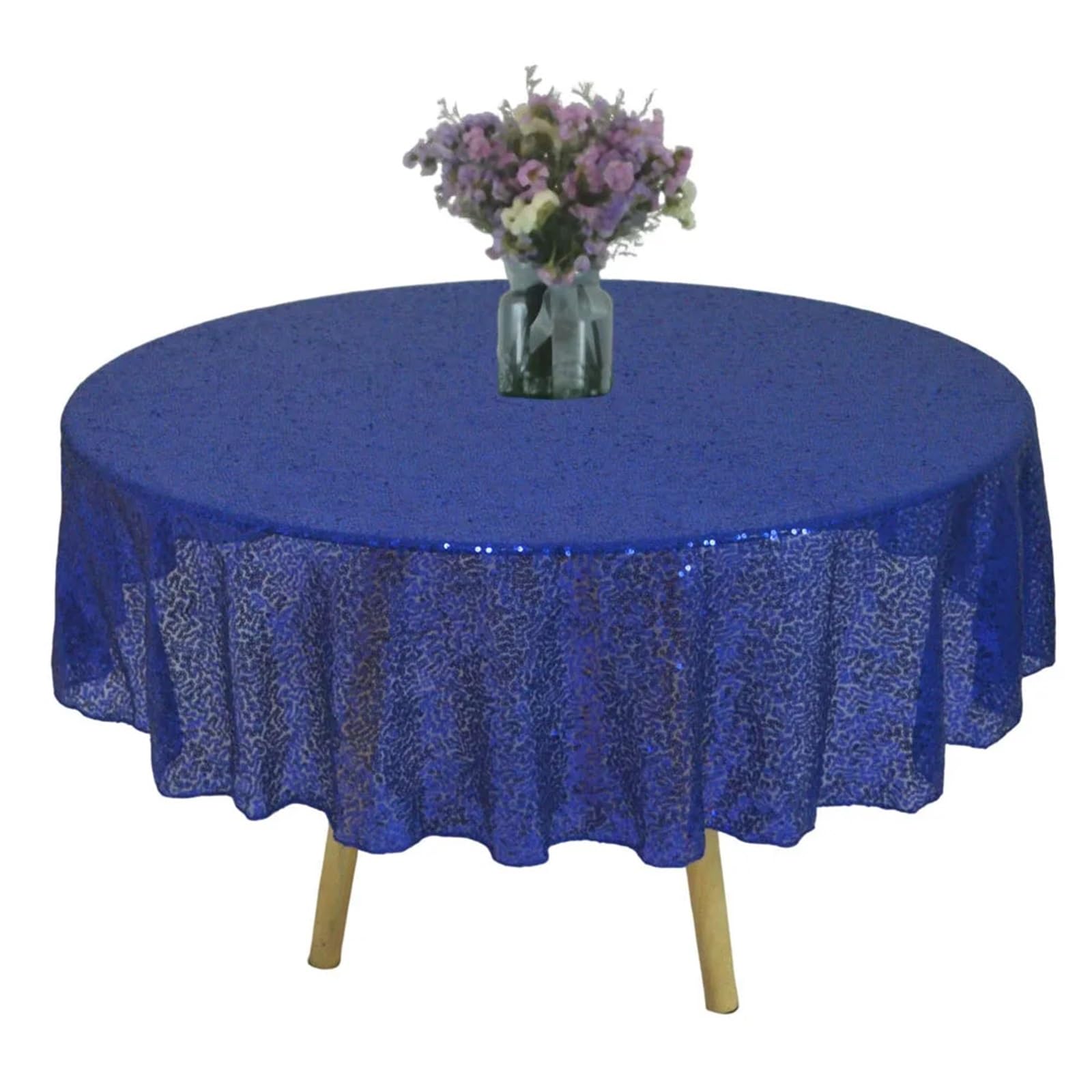 BTRYLDCFA Round Tablecloth Round Sequin 4Ft Tablecloth Glitter Table Cloth For Wedding Party Sparkly Table Cloth For Birthday Baby Bridal Shower(Blue1)