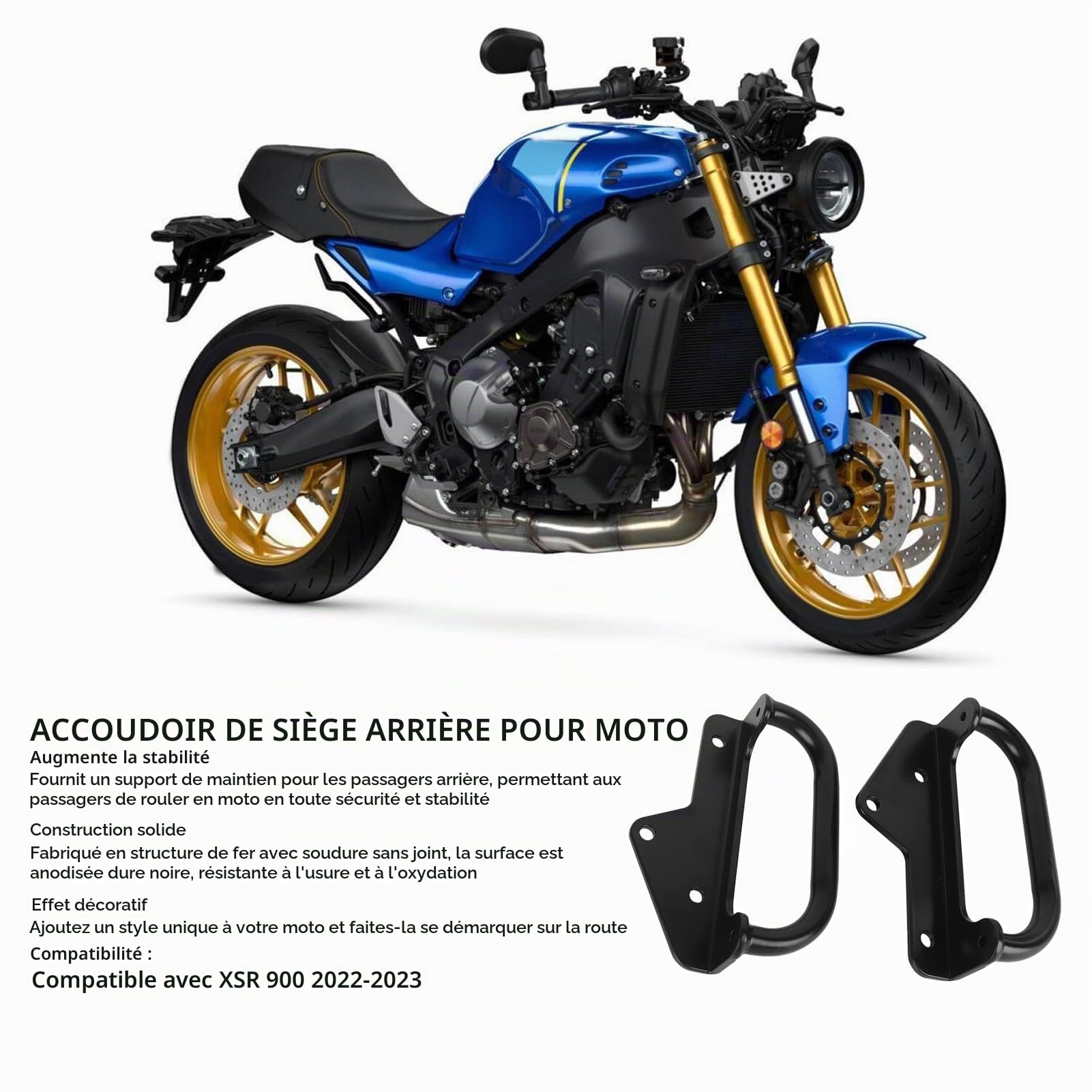 Poignée de Passager de Moto pour XSR 900 2022-2023, Poignée de Barre de Réservoir de Gaz de Passager Arrière de Moto, Poignées de Guidon, Conduite Plus Sûre et Plus Confortable