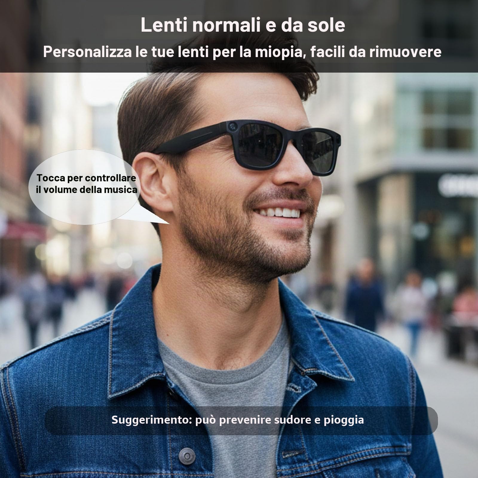 Occhiali intelligenti AI 7 in 1 con fotocamera da 8 MP