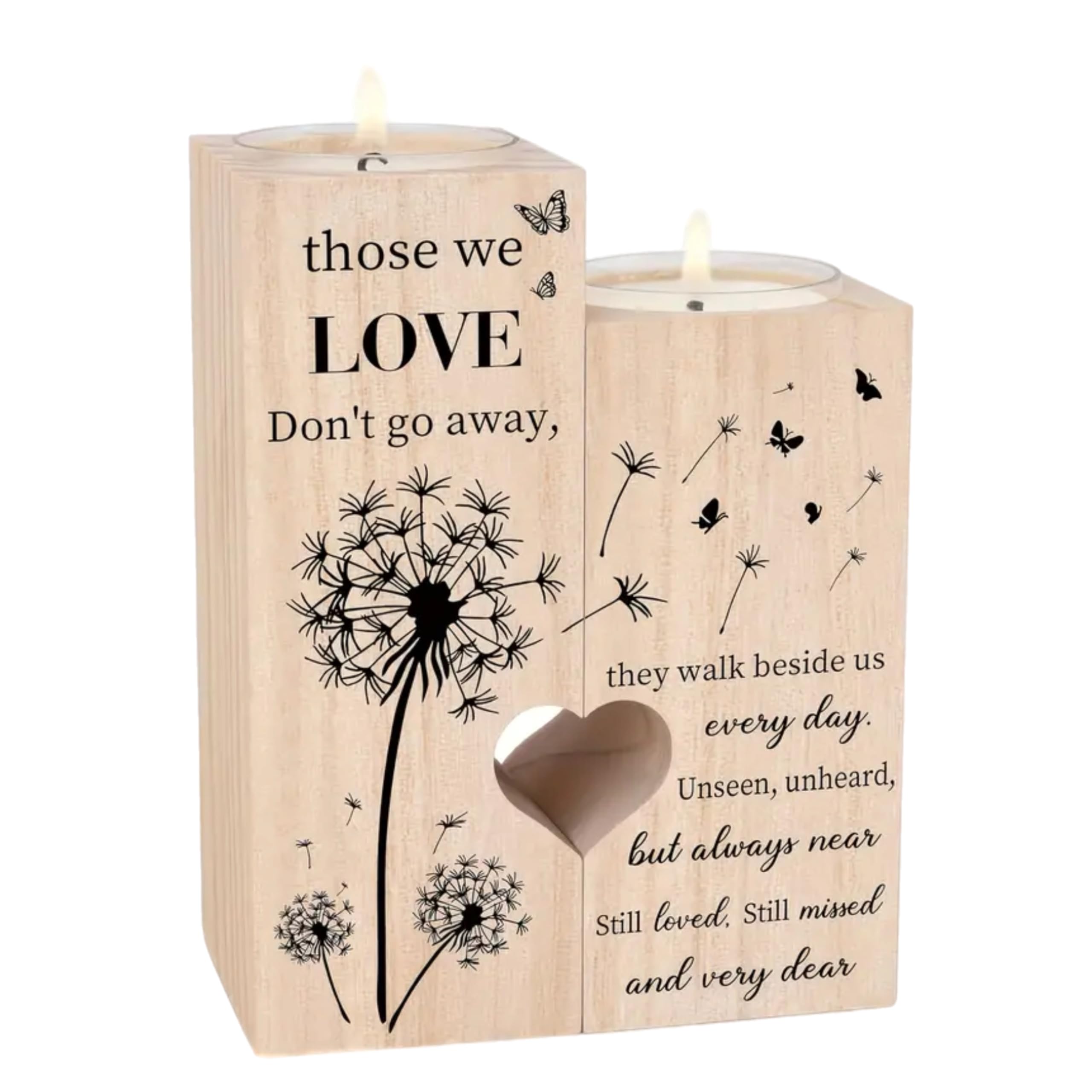 Eboutik Natural Wood - Wooden Heart-Shaped Memorial Candle Holder For Lost - Mother's Sympathy Gift With Engraved Message Bereavement Condolence Gift For Family & Friends - Rememberance