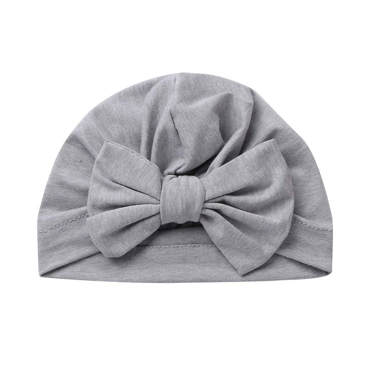 Säuglingsbaby Beanie Knoten Donut Hut Neugeborene Jungen Mädchen Baumwolle Weiche Turban Bogen Kaninchenohren Mütze Krankenhaus Kopf Wrap (Color : A Big Bow, Size : One Size)