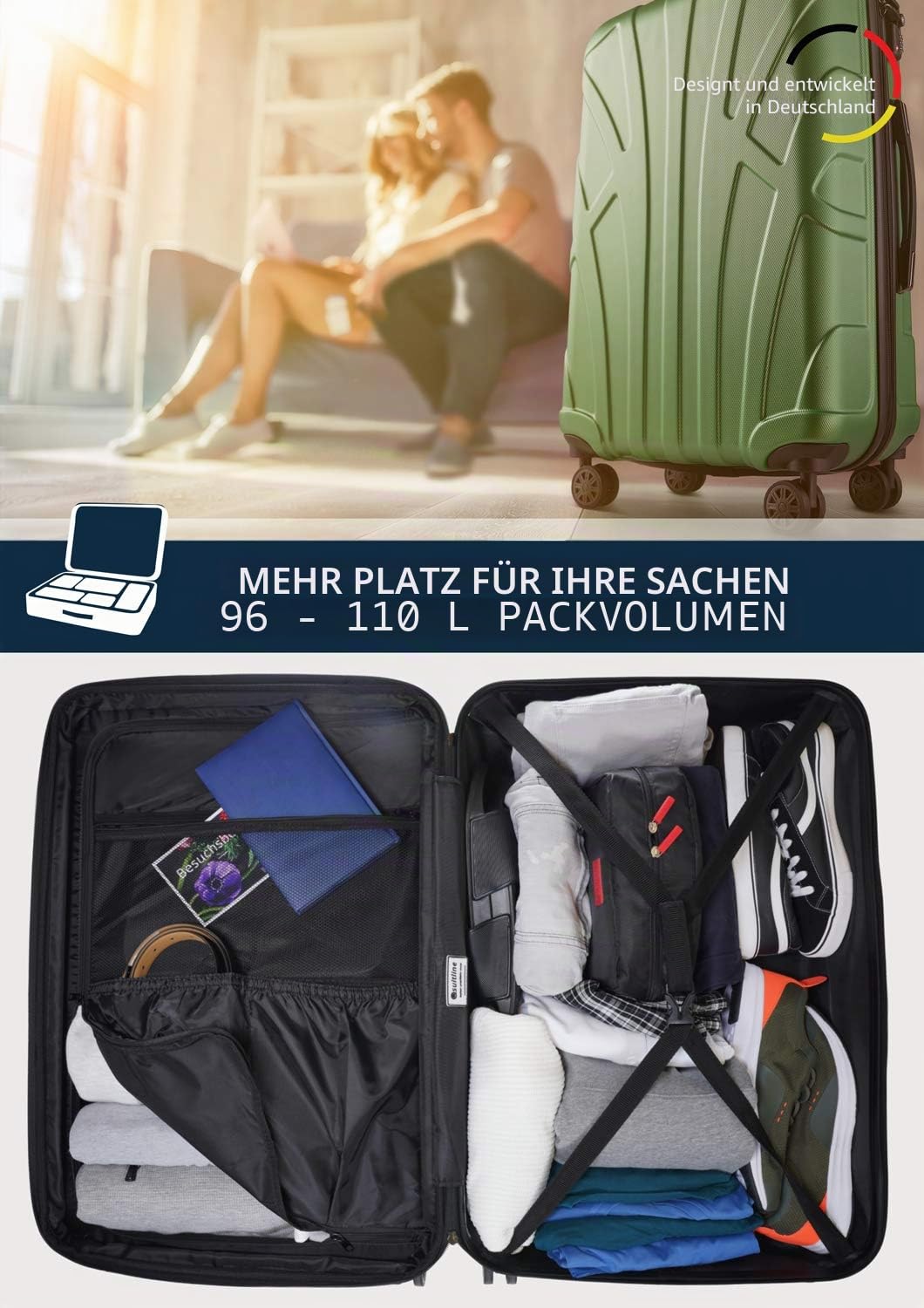 suitline - Großer Hartschalen-Koffer Koffer Trolley Rollkoffer XL Reisekoffer – Bild 5